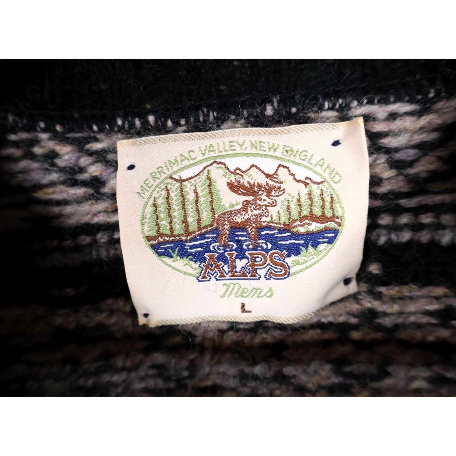 Vintage VINTAGE 90s Alps Wool Sweater Men’s Small Black Geometric Pattern Crew Neck Long Sleeve Pullover Knit Regular Distressed Tag: Large (Tagged) Size US S / EU 44-46 / 1 - 3 Thumbnail