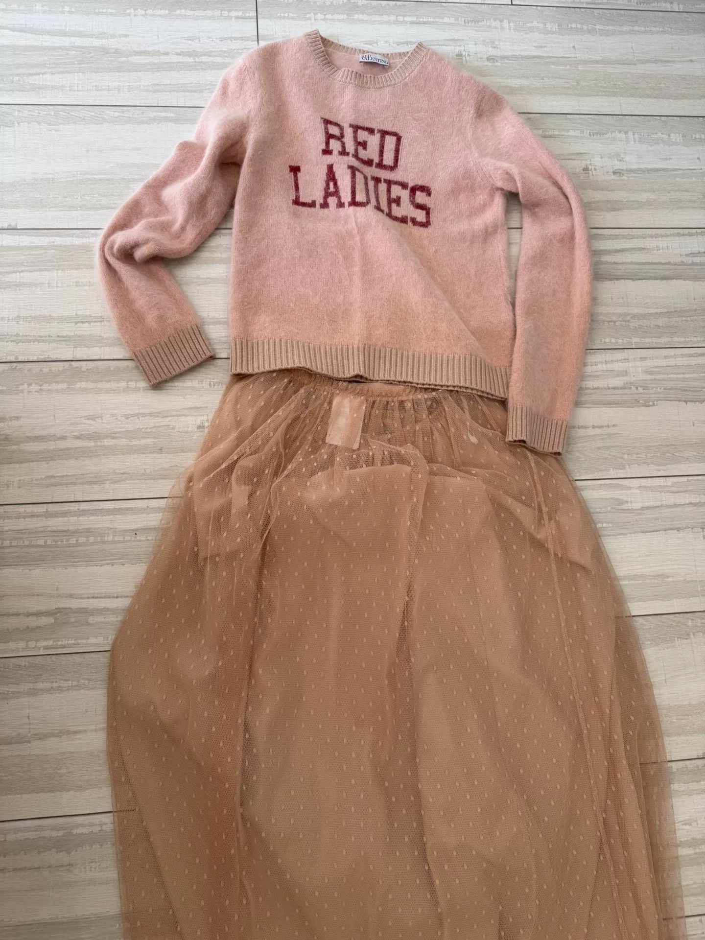 Pink Red Ladies Cashmere Sweater Set