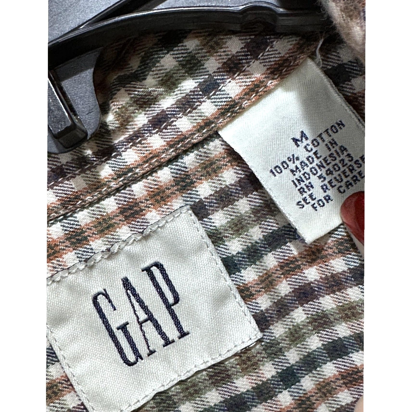Gap VINTAGE Gap Shirt Men M Green Brown Orange Plaid Button-Down Pocket Cotton 90s Preppy Men Size US M / EU 48-50 / 2 - 4 Thumbnail