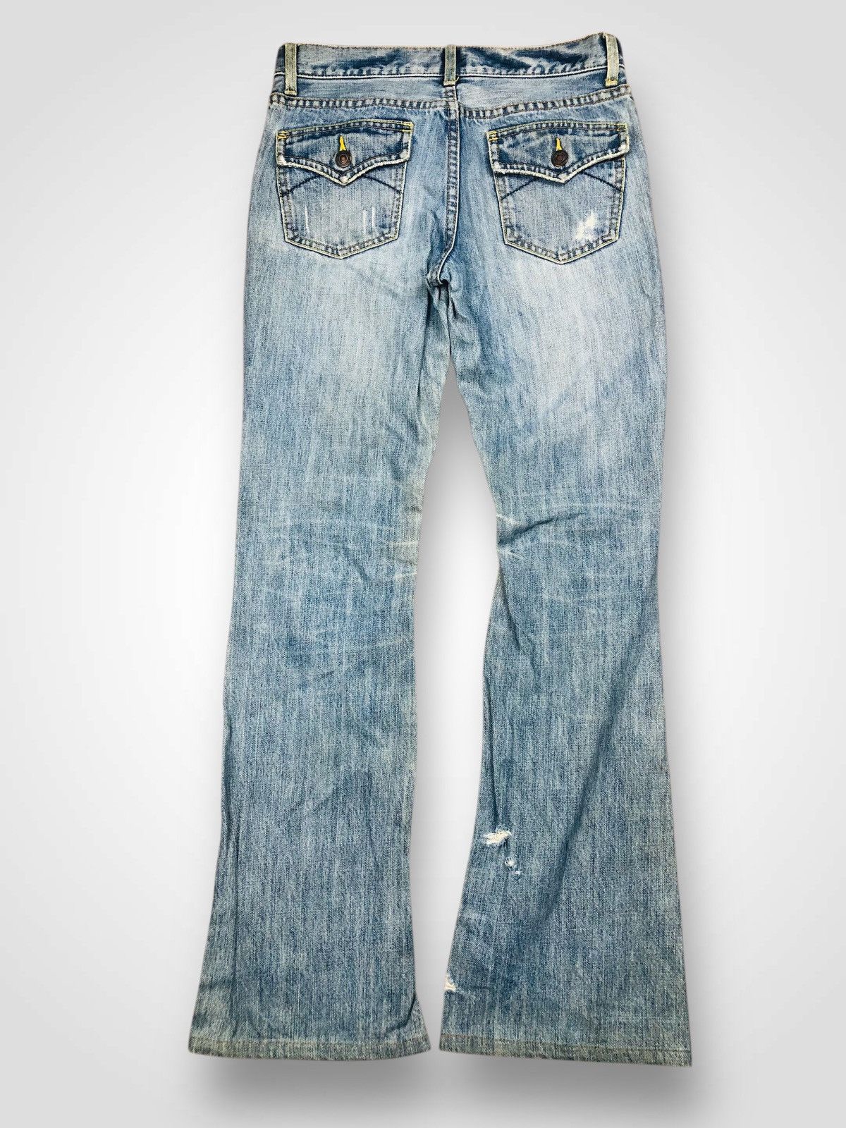 Le Grande Bleu (L.G.B.) Harvest Boom Y2K Ripped Flare Jeans (40) Size 28" / US 6 / IT 42 - 2 Thumbnail