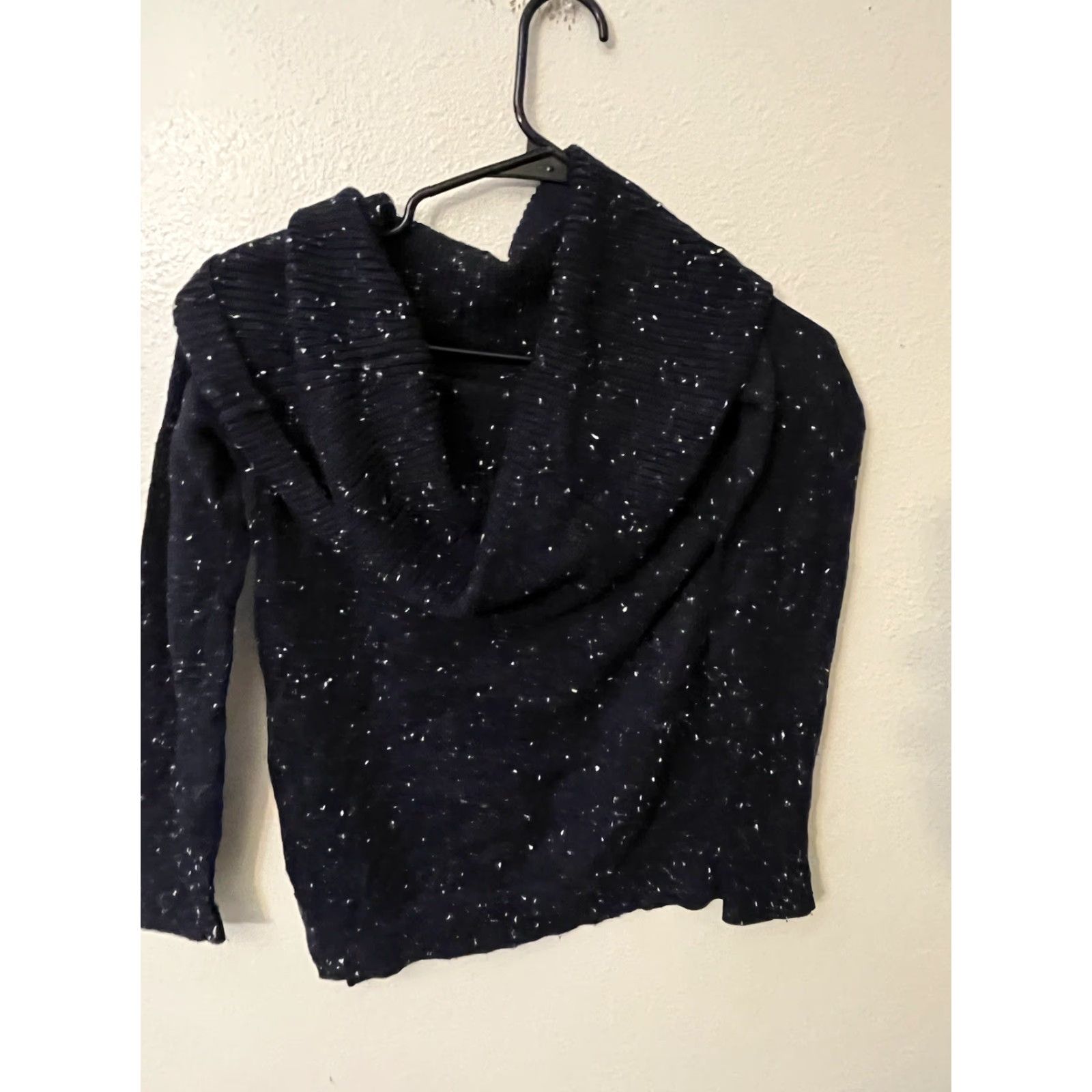 Loft Loft XS Navy Speckled Women Long Sleeve Cowl Neck Tunic Sweater Size XS / US 0-2 / IT 36-38 - 3 Thumbnail