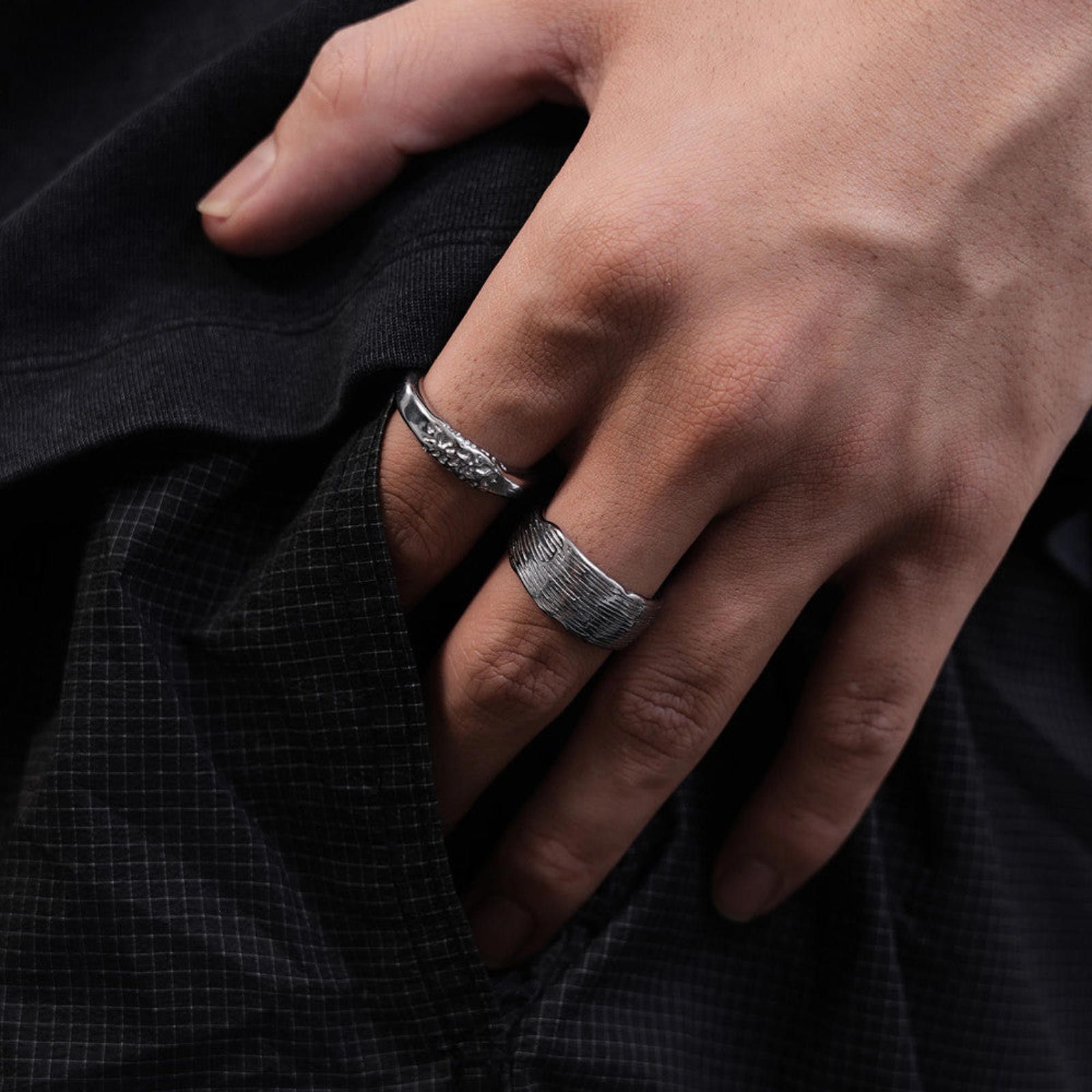 Jewelry Tree Annual Growth Rings Pattern Titanium Steel Ring Size ONE SIZE - 3 Thumbnail
