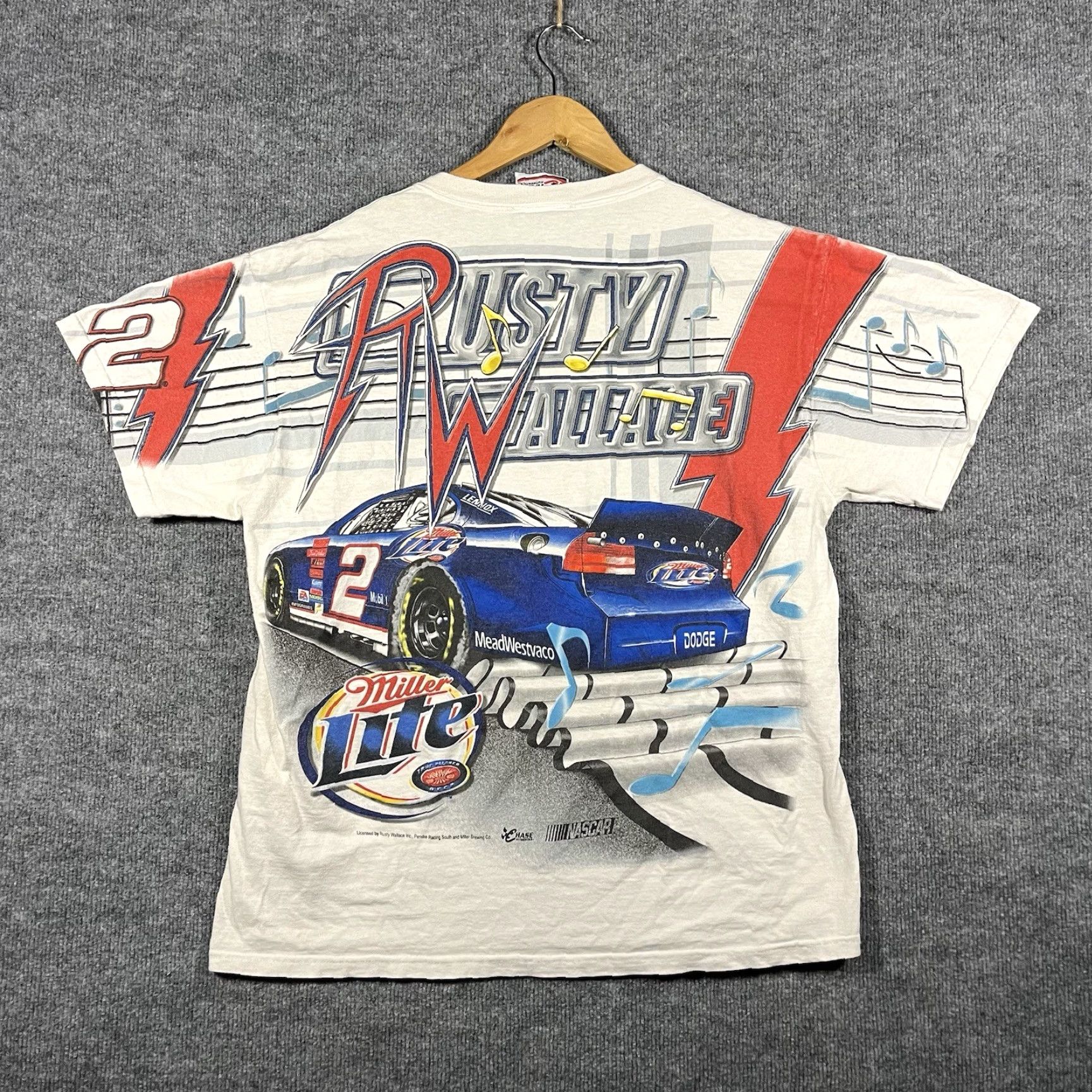 Chase Authentics VINTAGE Rusty Wallace NASCAR AOP T-Shirt Mens M 90s Miller Lite Racing WHITE Mens) Size US M / EU 48-50 / 2 - 5 Thumbnail