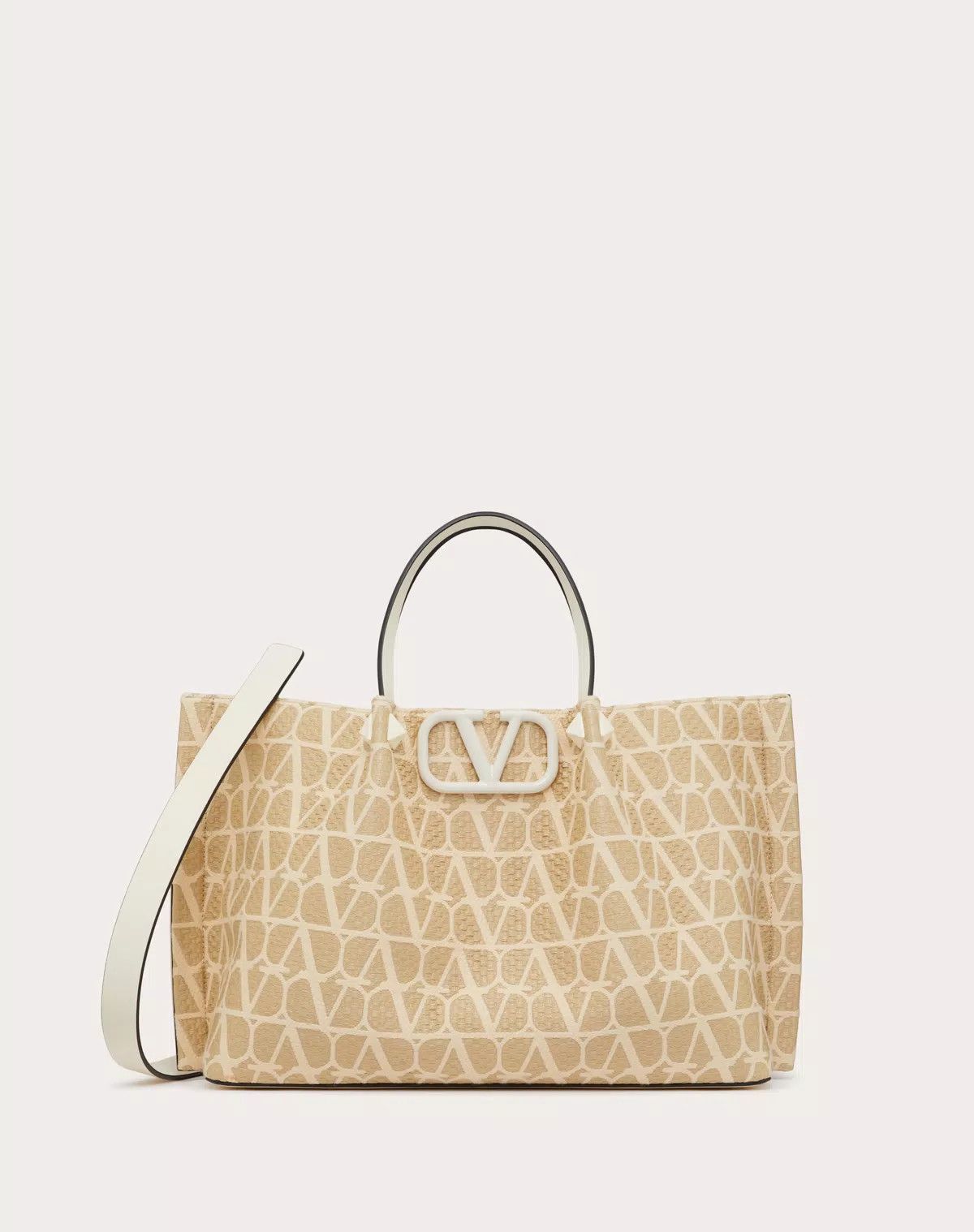 Valentino oc11z0725 Size:OS/Iconographe Raffia Shopping Bag in Beige Size ONE SIZE - 1 Thumbnail