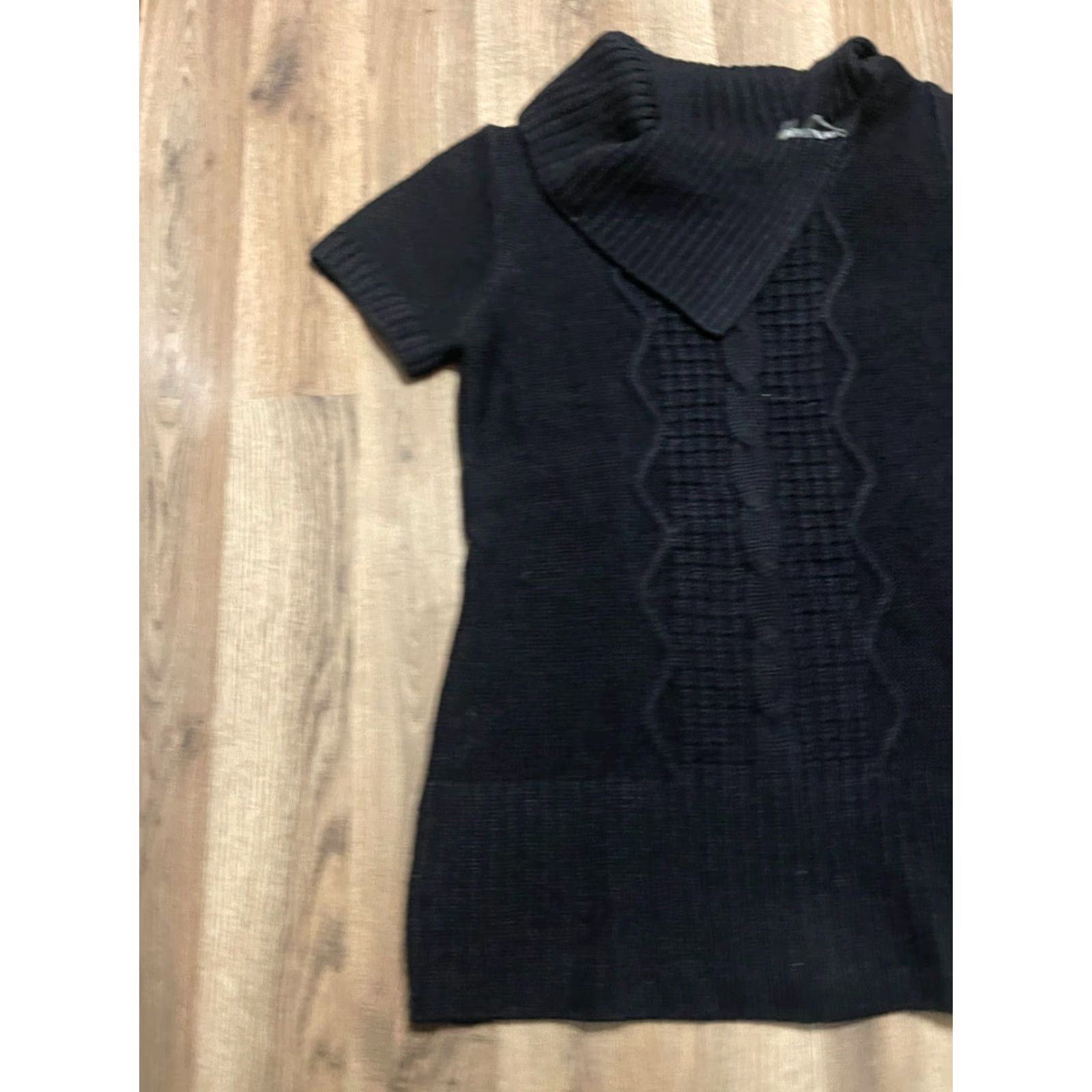 Vintage United States Sweaters Sweater Womens Large Black Pullover Knit Folded Neck Casual Size L / US 10 / IT 46 - 3 Thumbnail