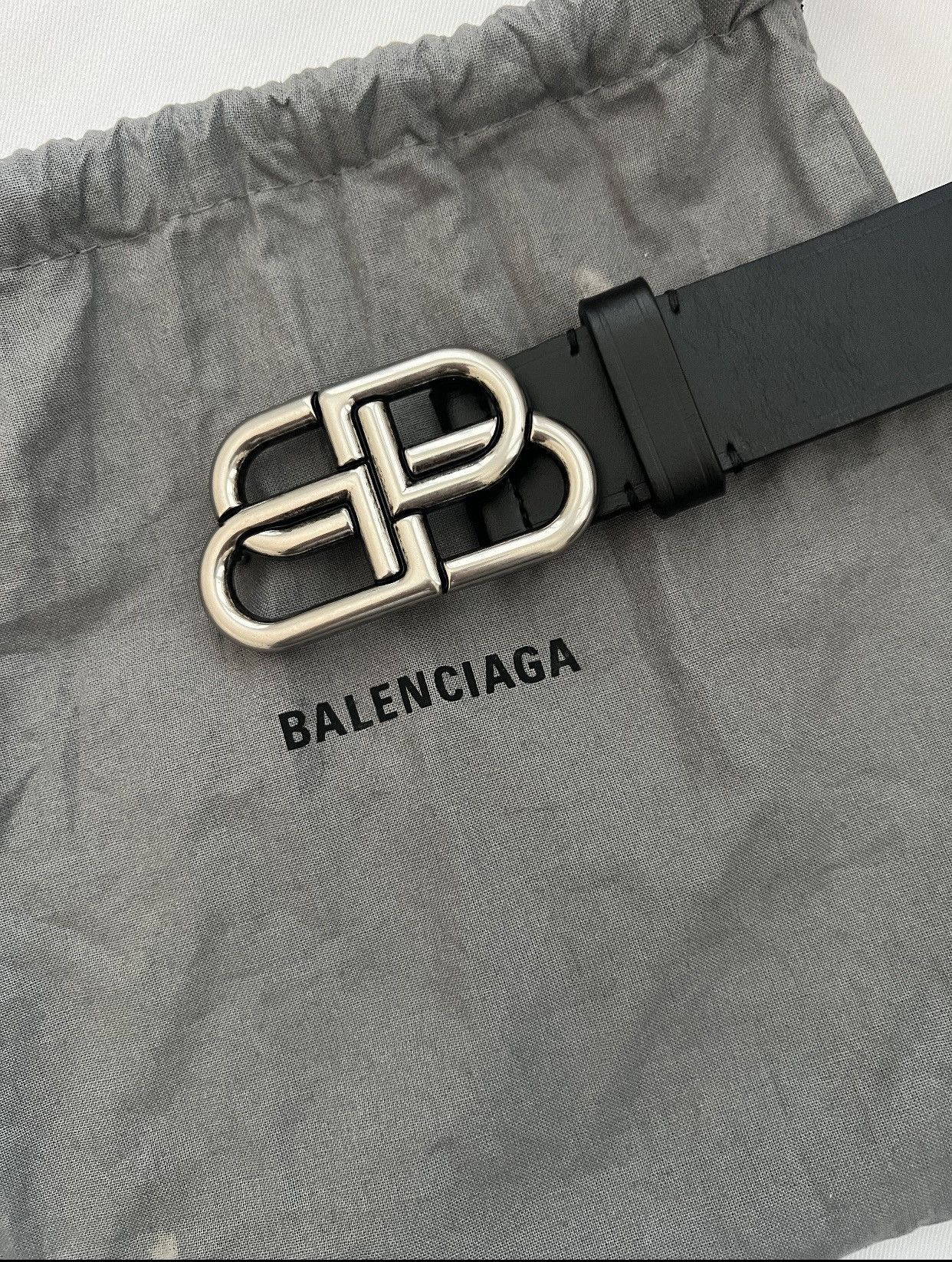image of Balenciaga ‘Bb’ Belt in Black, Men's