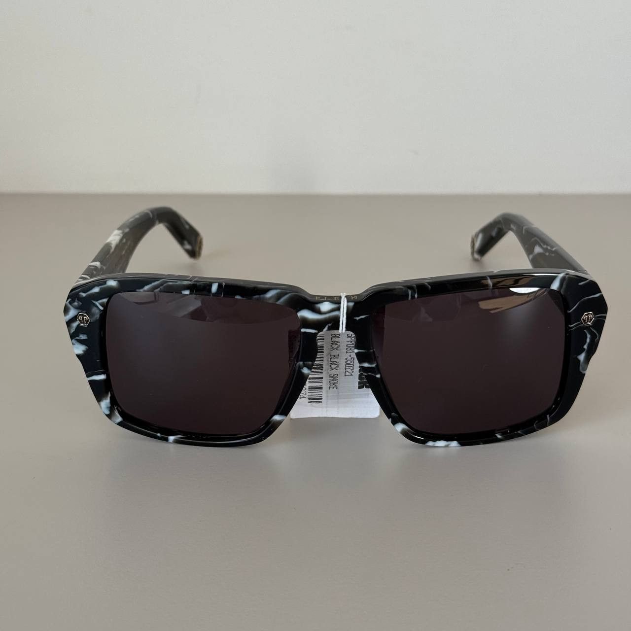 Philipp Plein Philipp Plein Hexagon SPP081 Men’s Sunglasses Marble Black Size ONE SIZE - 8 Thumbnail