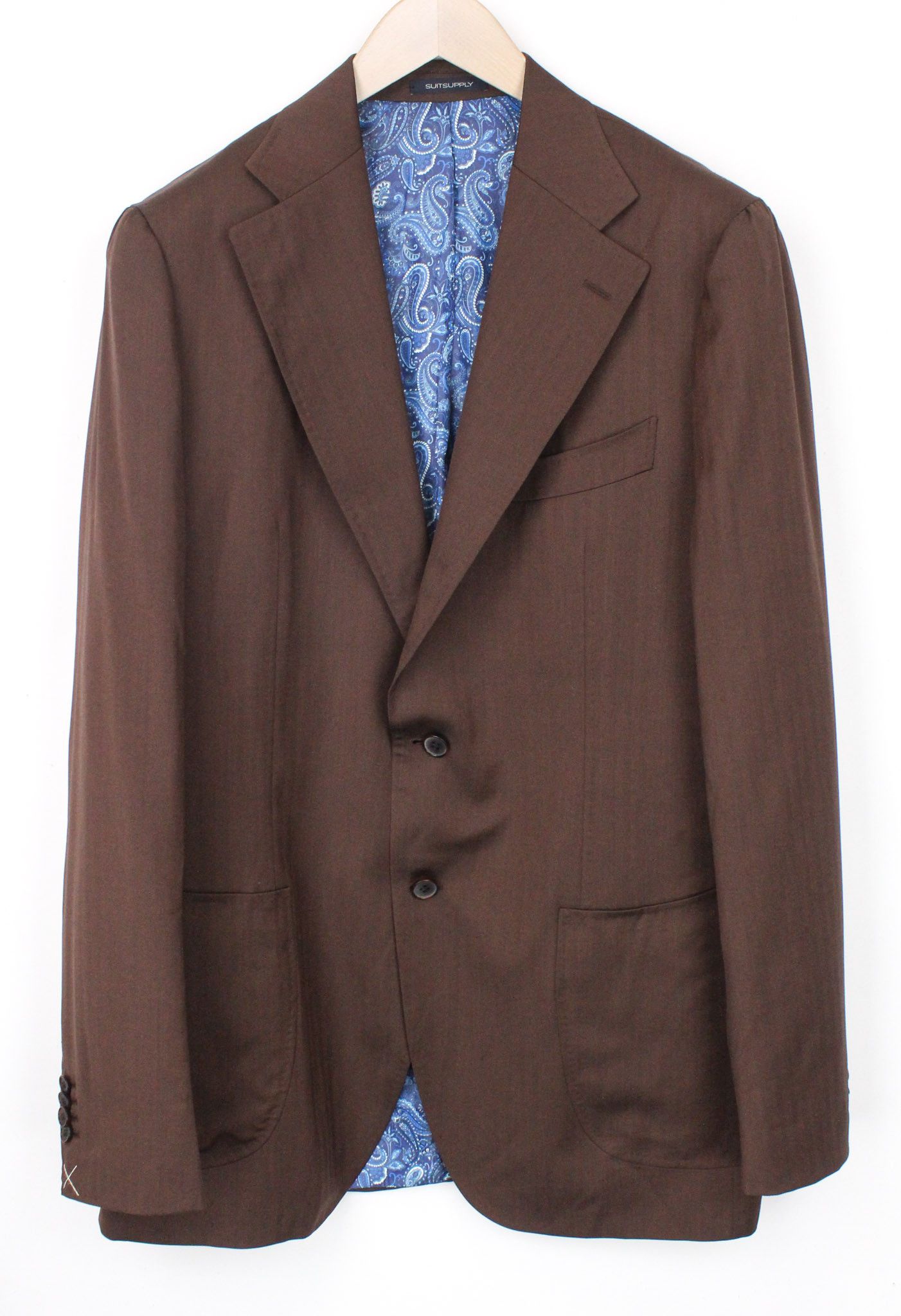 image of Suitsupply La Spalla Uk46L Brown Wool Blazer 72060, Men's