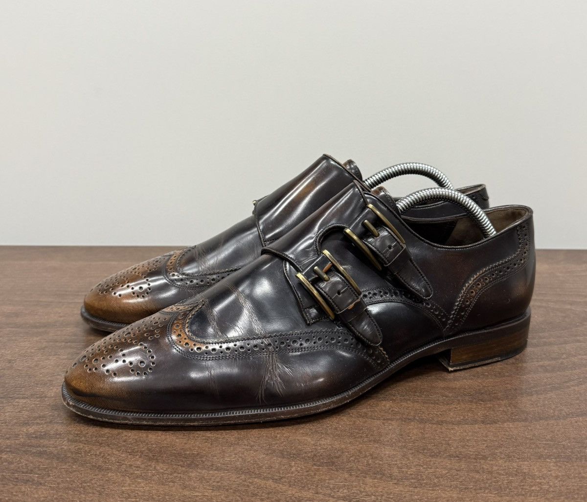 Bally Bally Brown Leather Monk Strap Brogue Shoes Size US 9 / EU 42 - 5 Thumbnail