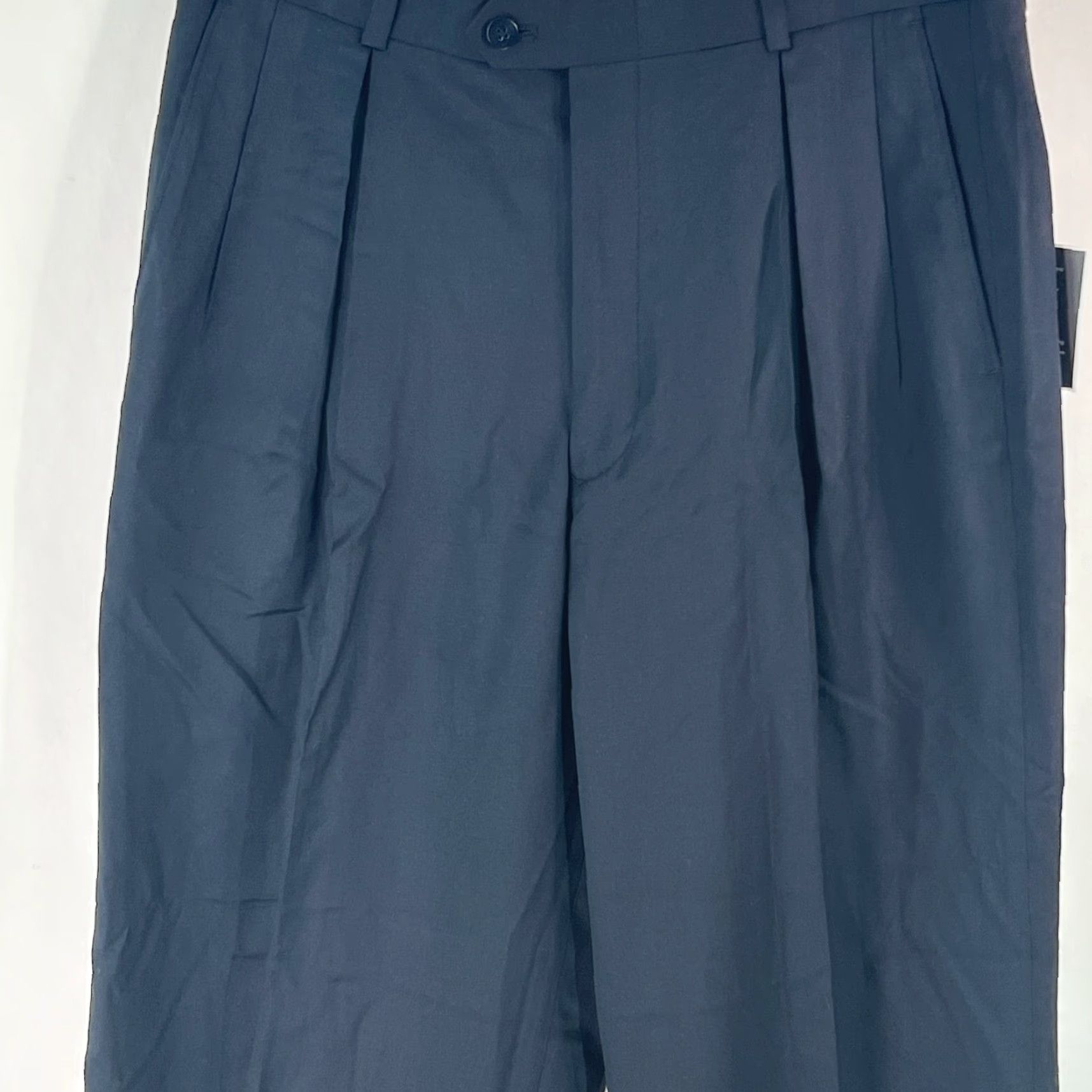 Alfani Alfani Dress Pants Mens 32X30 Navy Wool Front Pleated Straight Cuffed Blue Mens Size US 32 / EU 48 - 3 Thumbnail