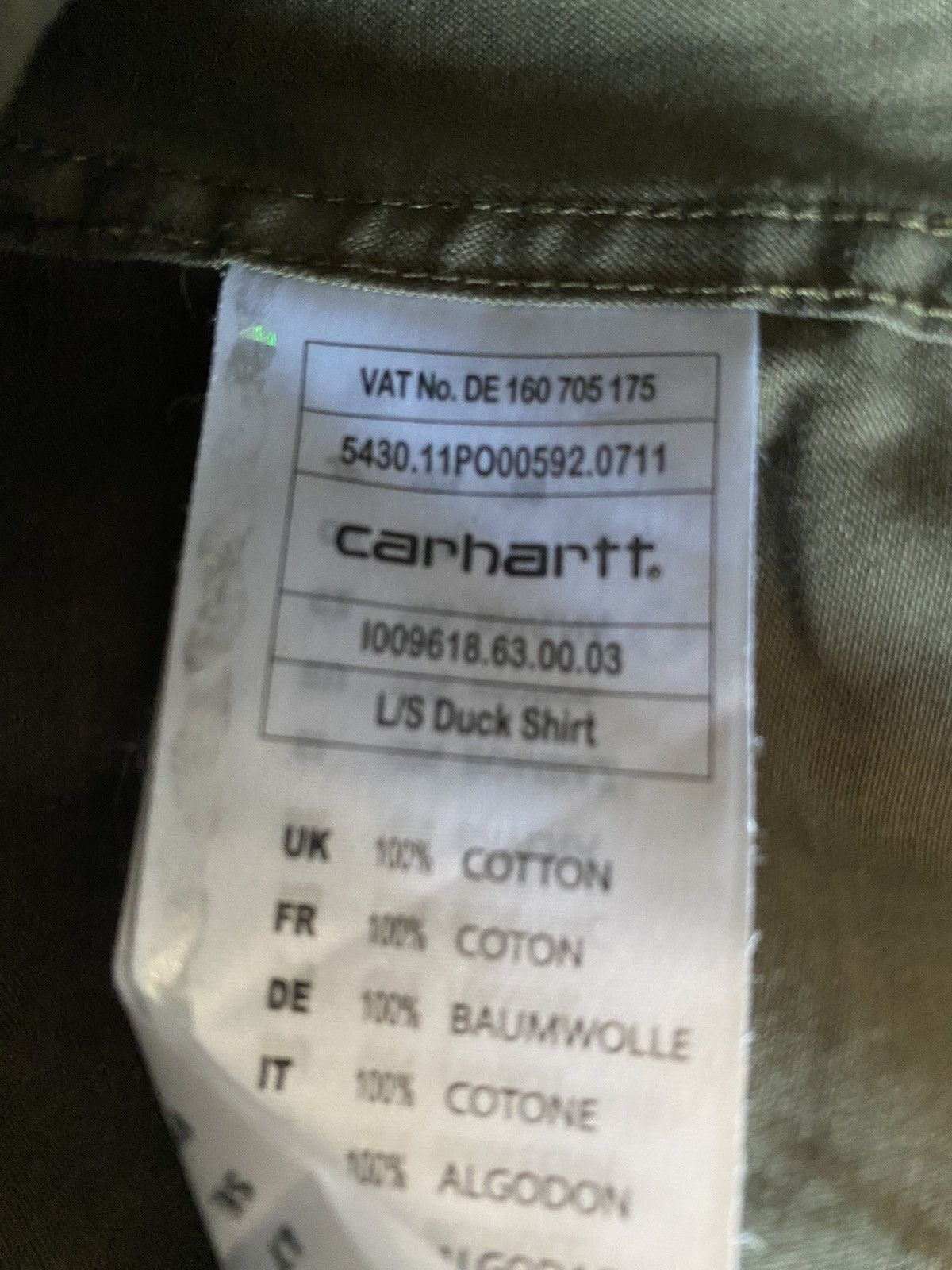 Carhartt Wip Carhartt Wip Duck Shirt, size XL, khaki, used, in excellent Size US XL / EU 56 / 4 - 6 Thumbnail