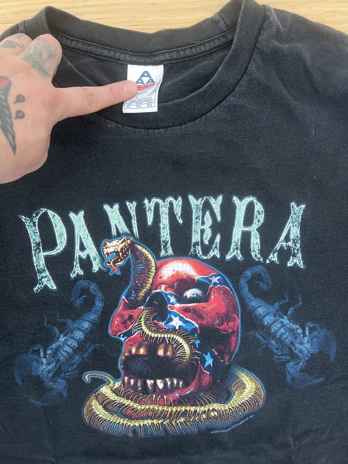Vintage Vintage Pantera Skull & Snake Shirt Size US XL / EU 56 / 4 - 3 Thumbnail