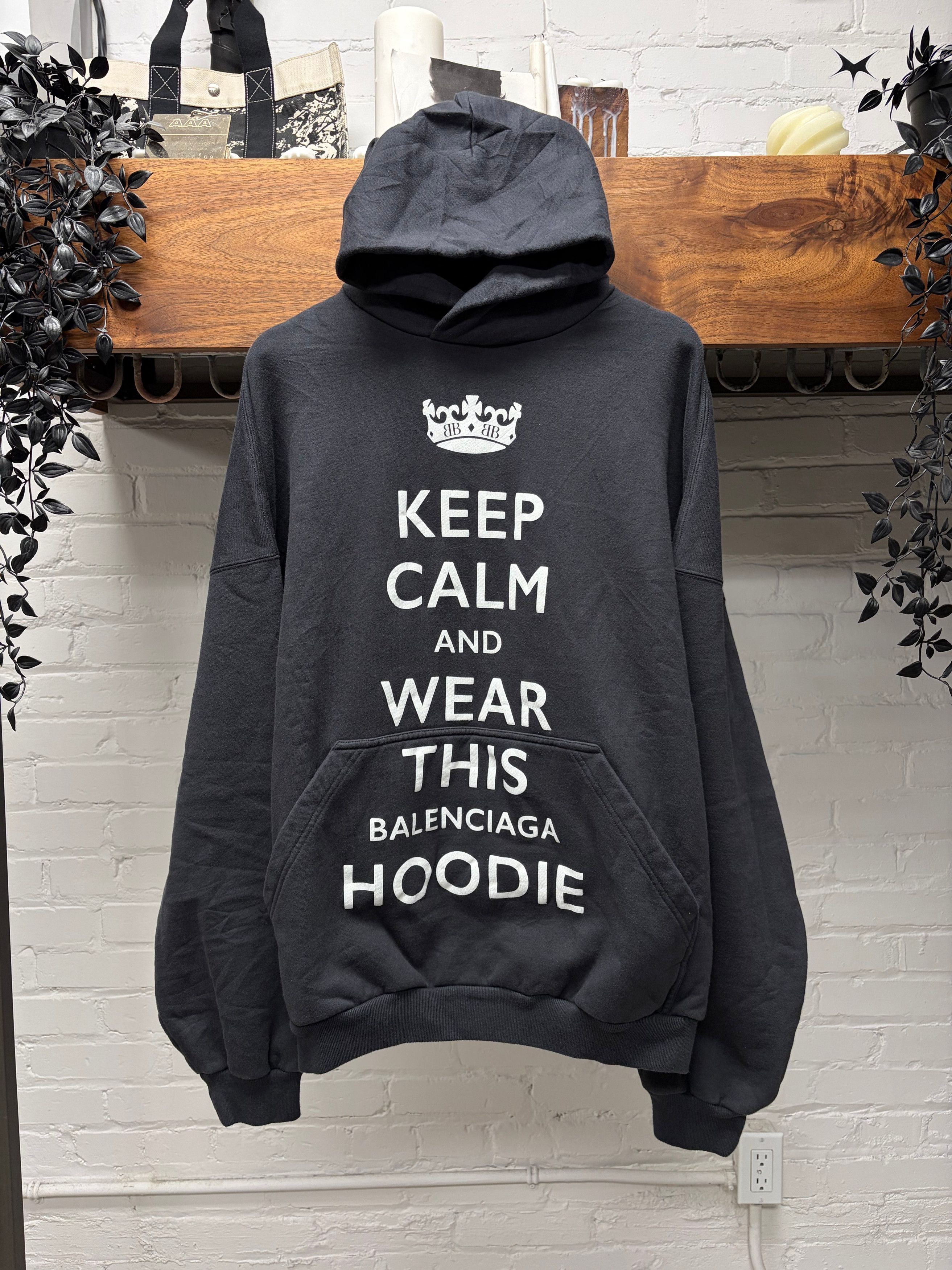 Balenciaga SS2025 Balenciaga ‘Keep Calm’ Parody Oversized Black Slogan Hoodie Size US S / EU 44-46 / 1 - 1 Thumbnail