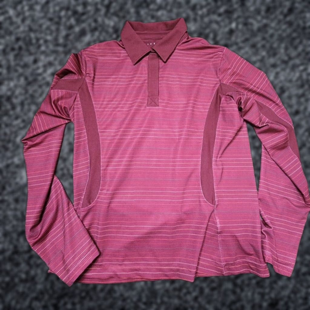 Nike Nike Golf Polo Shirt Womens Maroon Red Stripe Long Sleeve Medium Size M / US 6-8 / IT 42-44 - 1 Thumbnail