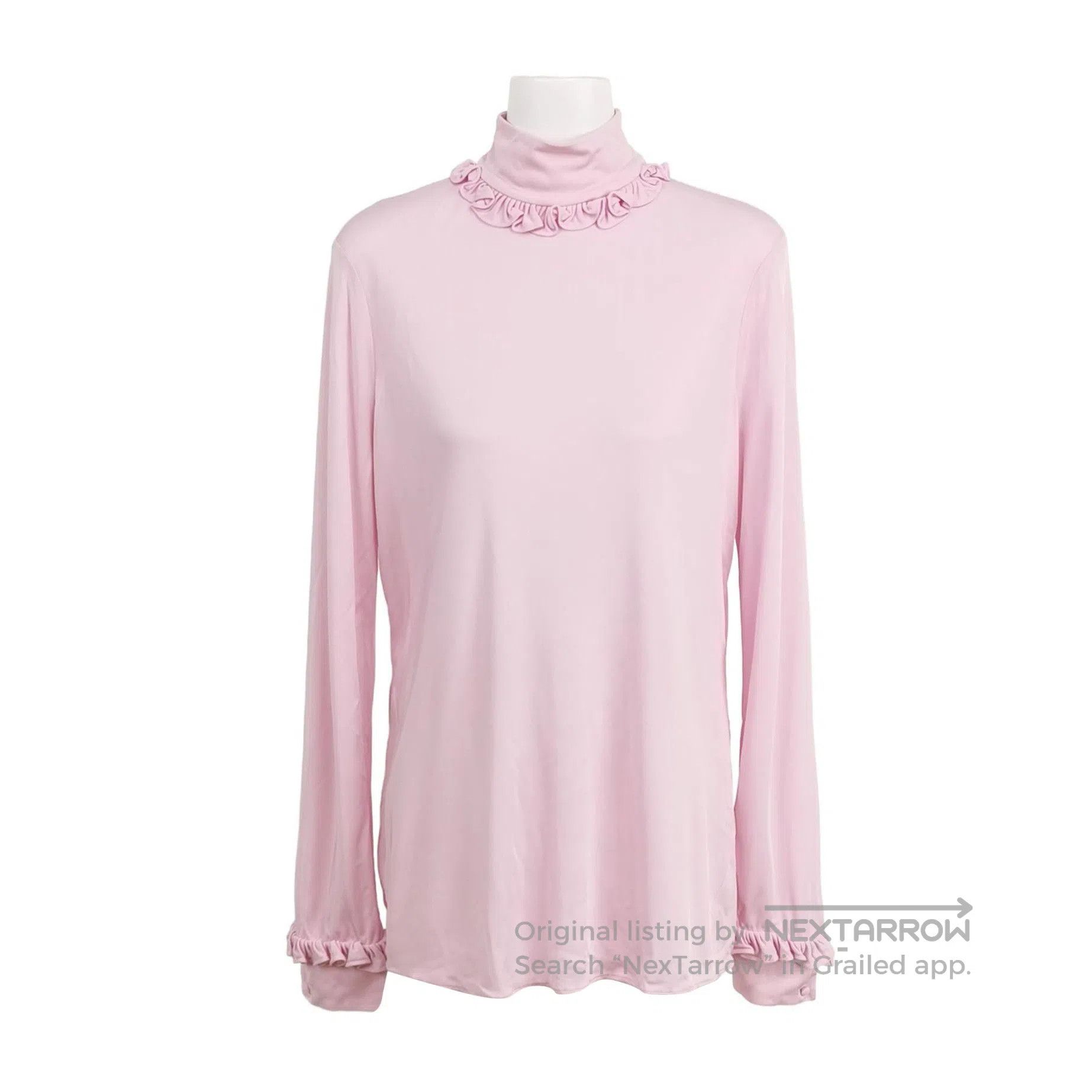 Prada Prada Pink Ruffled Turtleneck Top Size 4. Size L / US 10 / IT 46 - 1 Thumbnail