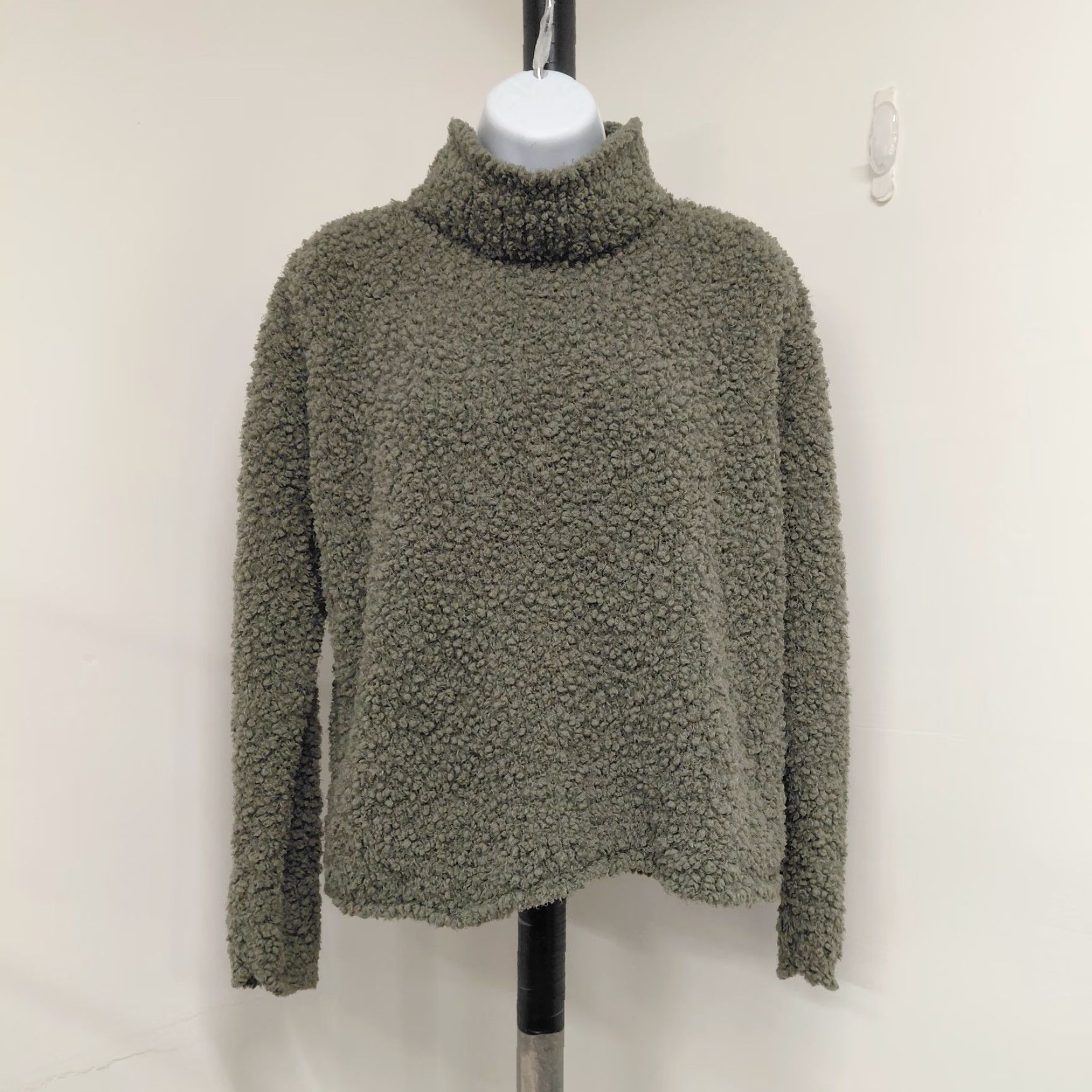 Vintage Pink Rose Knit Crop Sweater Women’s Size Medium Sage Green Mock Neck Long Sleeve Pullover Size M / US 6-8 / IT 42-44 - 2 Thumbnail