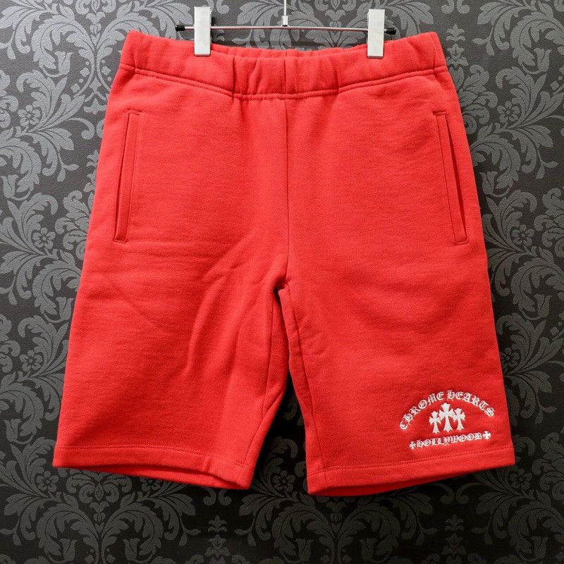 image of Chrome Hearts Cemetery 3 Cross Sweatshorts in Red, Men's (Size 30)