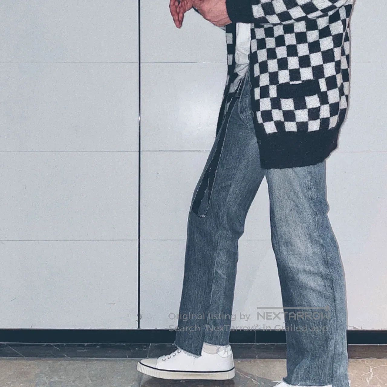Saint Laurent Paris Checkered Open-Front Knit Cardigan. Size US M / EU 48-50 / 2 - 2 Thumbnail