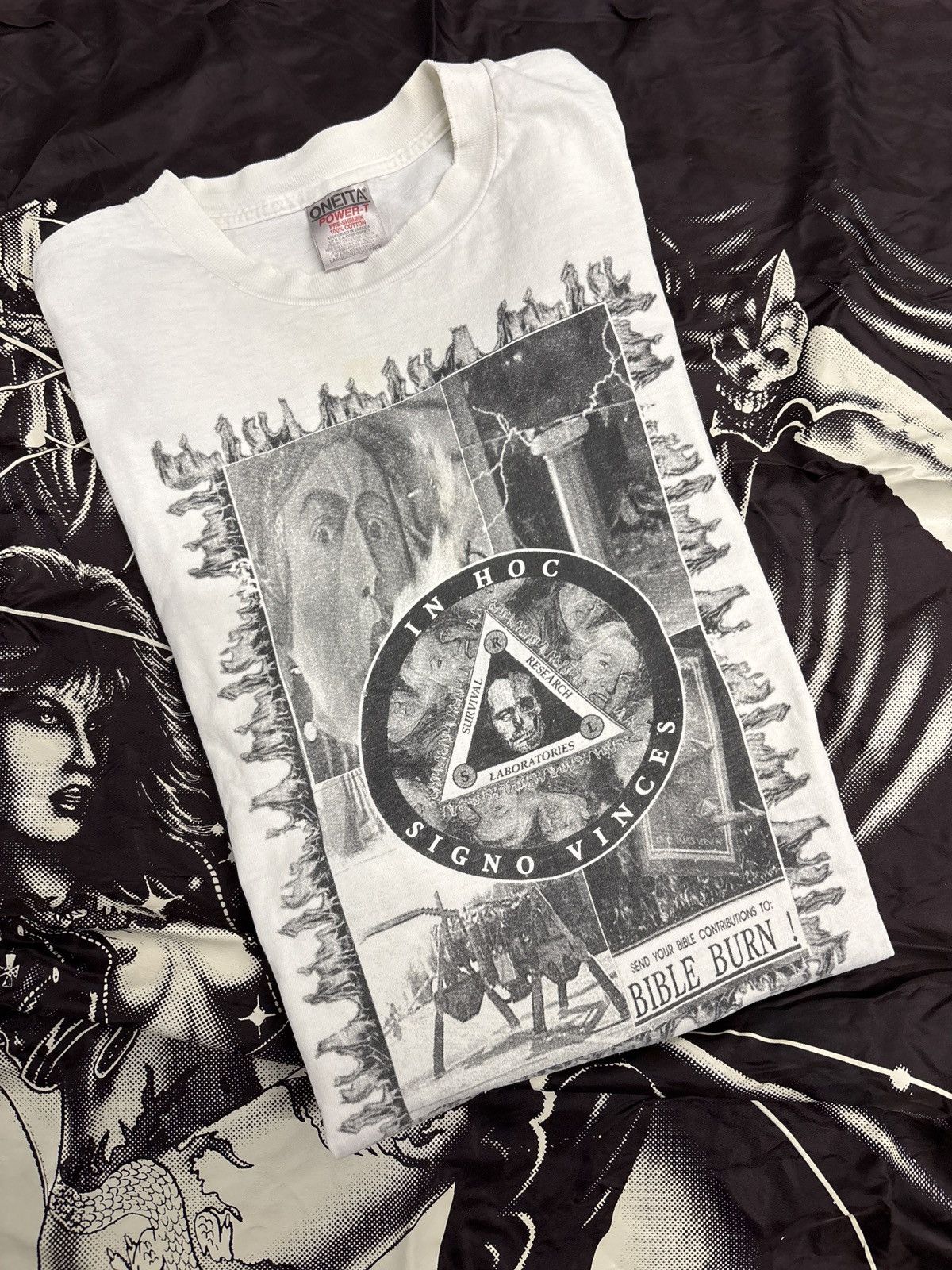 RARE! Research Survival Laboratories “Bible Burn” tee shirt