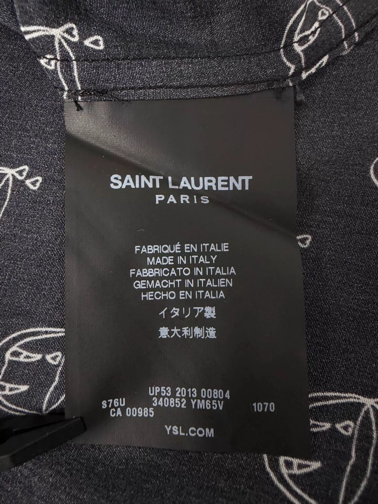 Saint Laurent Paris Saint Laurent 14ss Black Silk Vampire Fangs Shirt 37 XS Size US XS / EU 42 / 0 - 5 Thumbnail