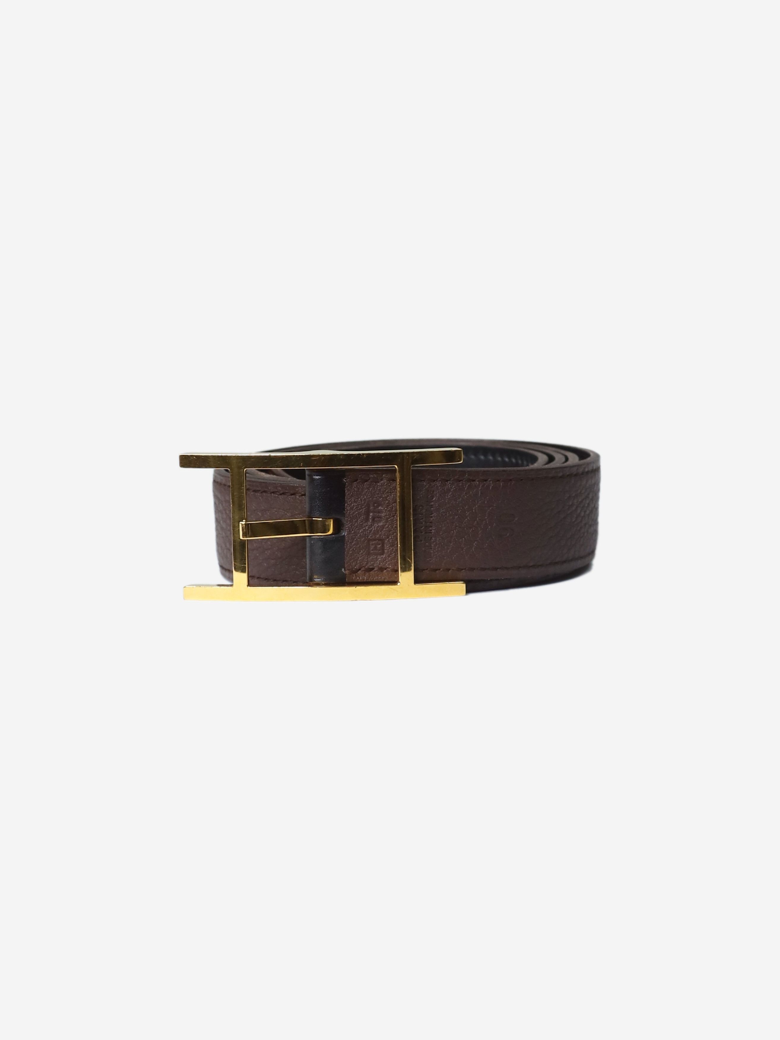 image of Hermes Brown H Buckle Belt, Women's