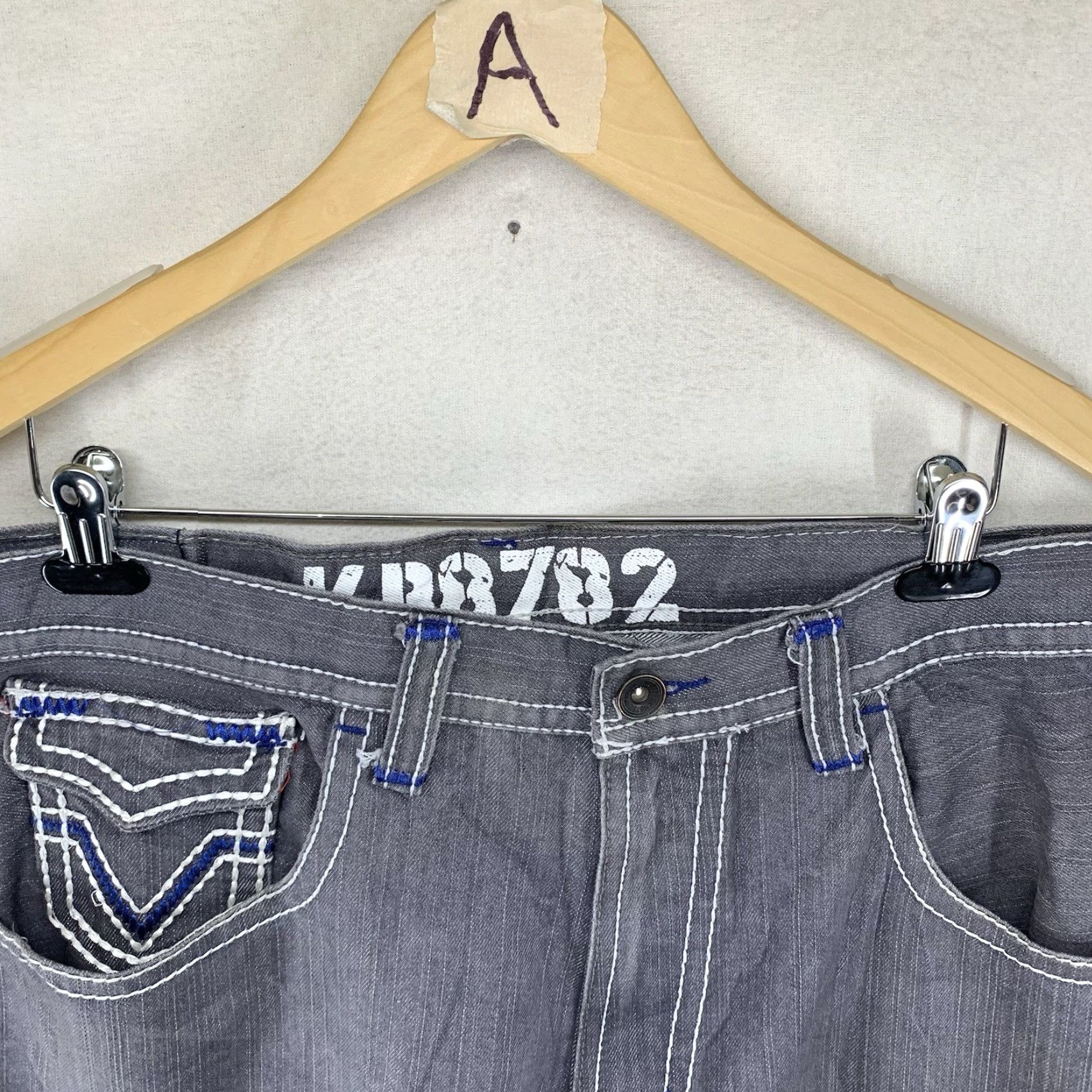 Vintage VINTAGE KB8782 Baggy Jeans Mens 40x29 Gray Y2K Embroidered Wide-Leg Grunge 90s Size US 42 / EU 58 - 5 Thumbnail