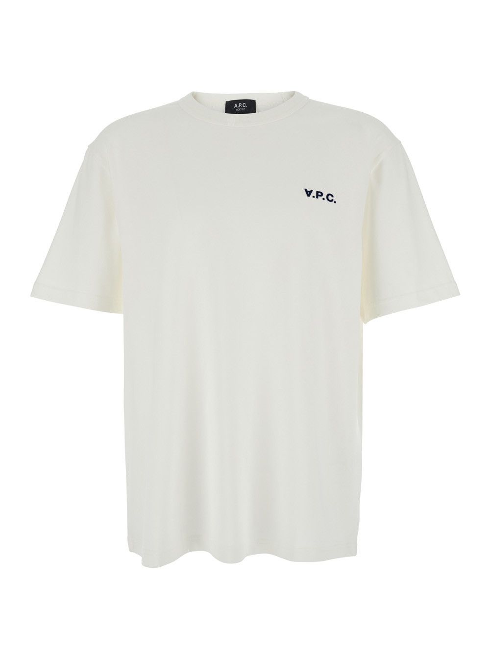 A.P.C. White Crew Neck T-Shirt with Embroidered Logo on the Front in Cotton Man Size US S / EU 44-46 / 1 - 1 Thumbnail