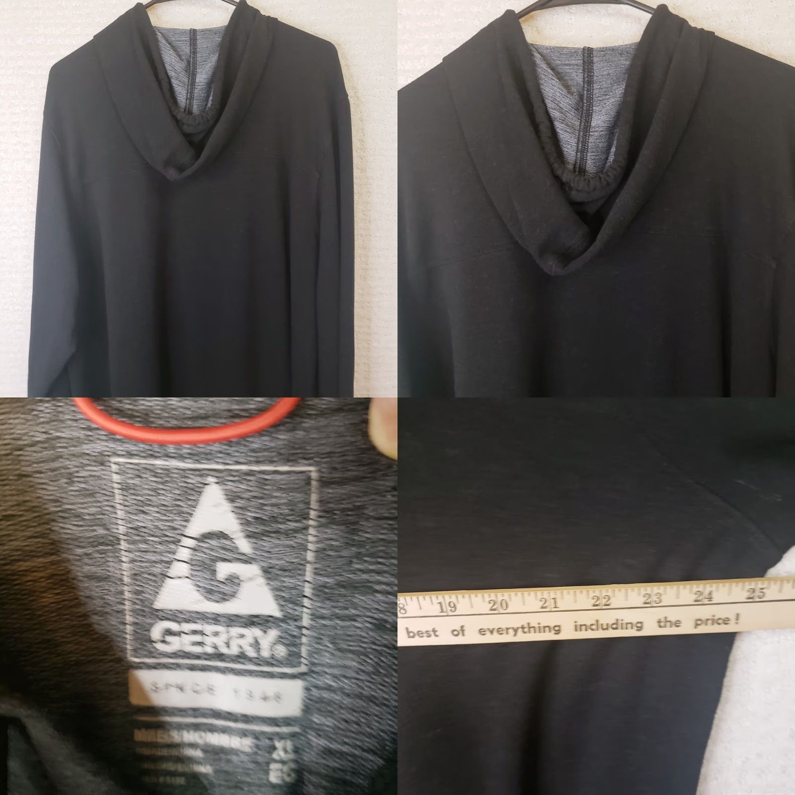 KangaROOS Gerry Hoodie Mens XL Black Long Sleeve Lightweight Kangaroo Pockets Pullover Stretchy Size US XL / EU 56 / 4 - 8 Thumbnail