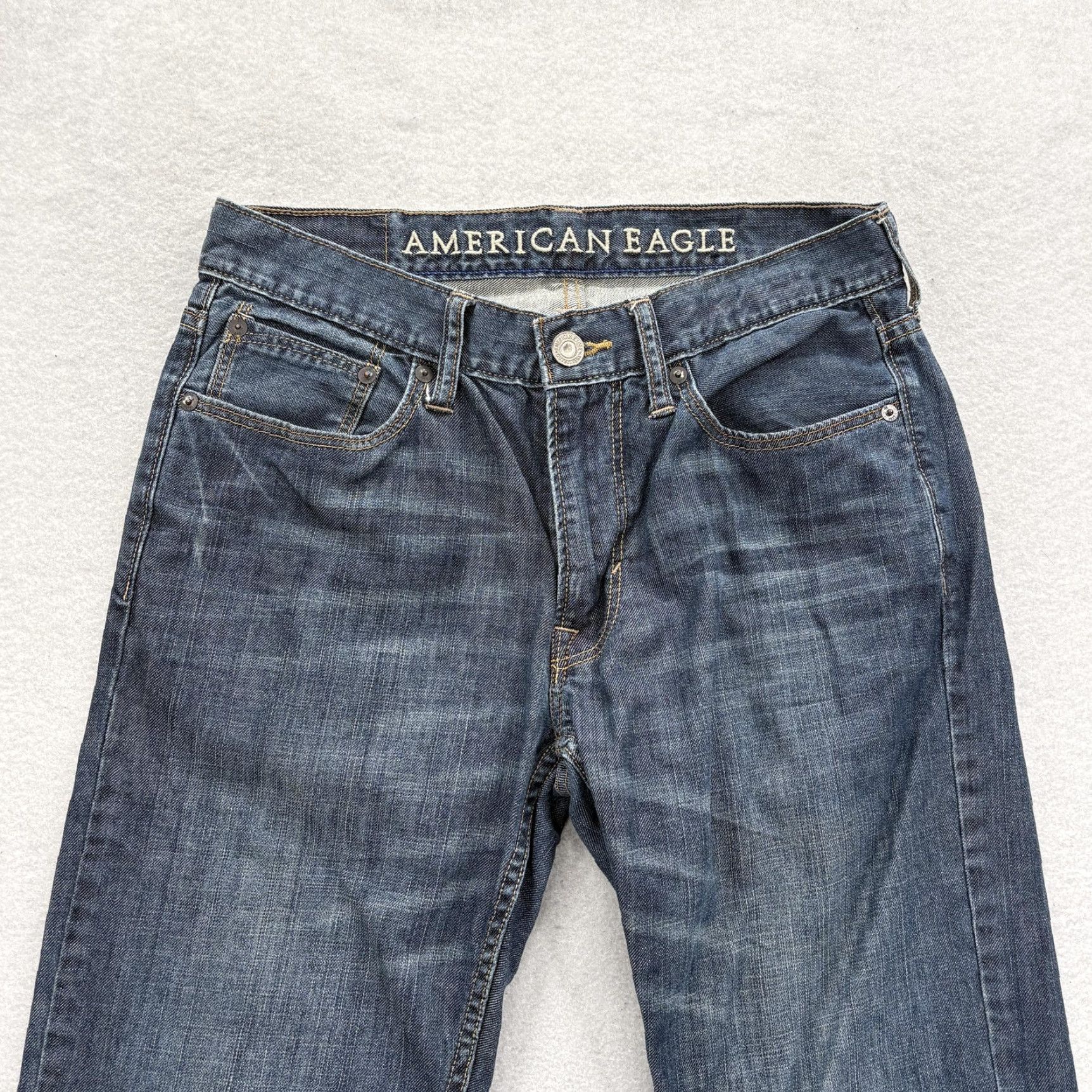 Vintage American Eagle Original Straight Jeans Mens 29x30 Blue Medium Wash Denim Grunge Size US 29 - 2 Thumbnail