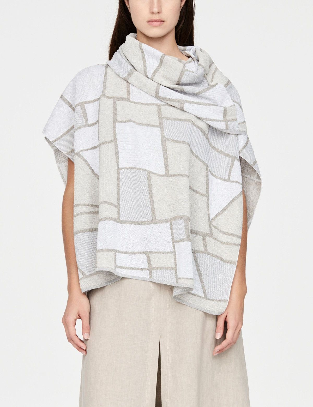Sarah Pacini Sarah Pacini Women Landscape Poncho Grey Cowl Neck Oversized Size ONE SIZE - 1 Thumbnail