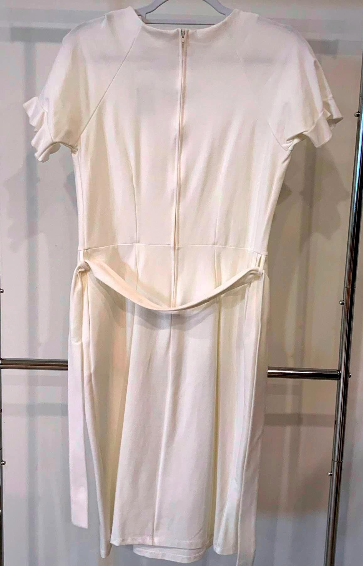 Designer Elegant White Dress by Brigitte Brianna,size L Size L / US 10 / IT 46 - 2 Thumbnail