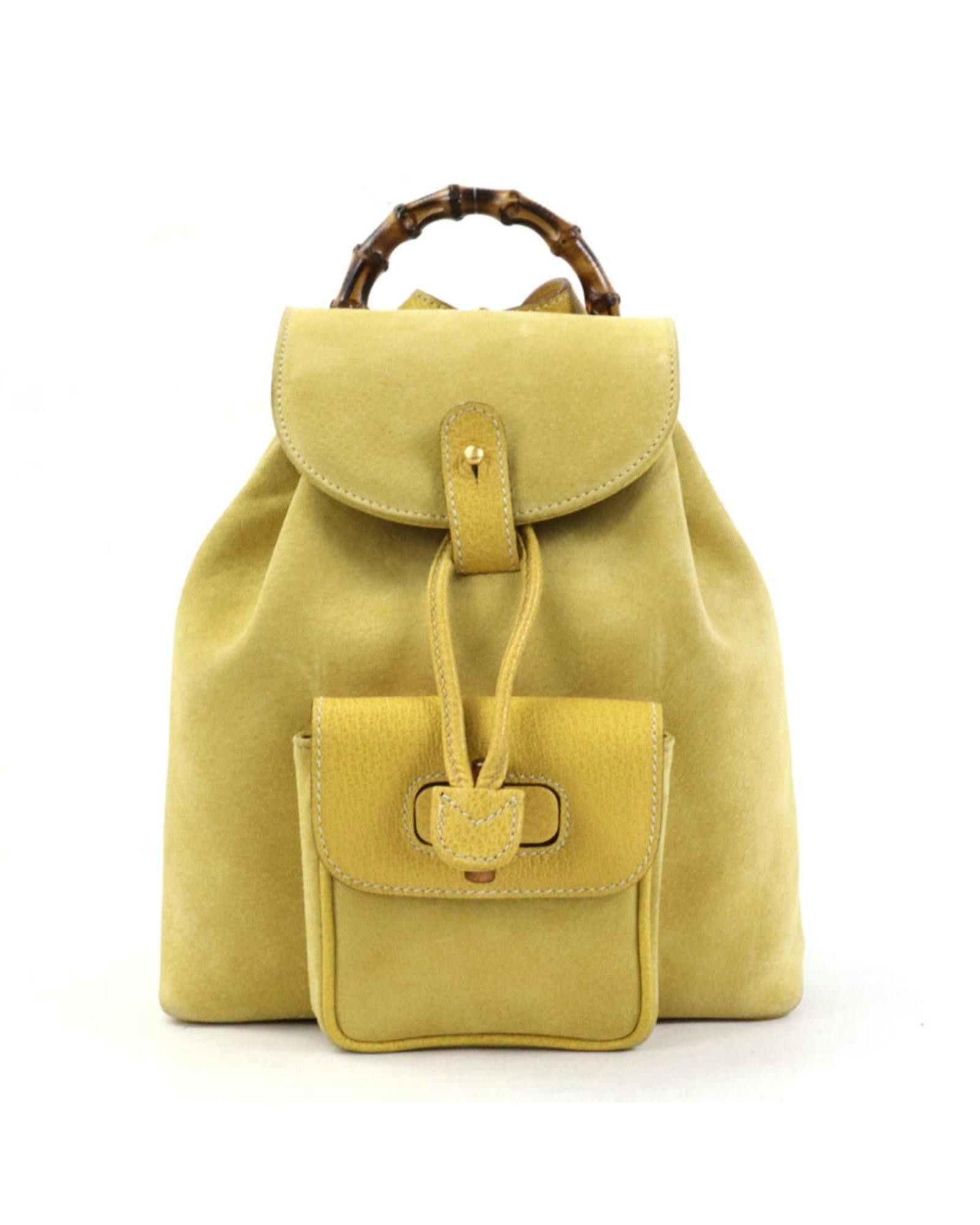 image of Luxurious Gucci Bamboo Backpack in Yellow, Women's