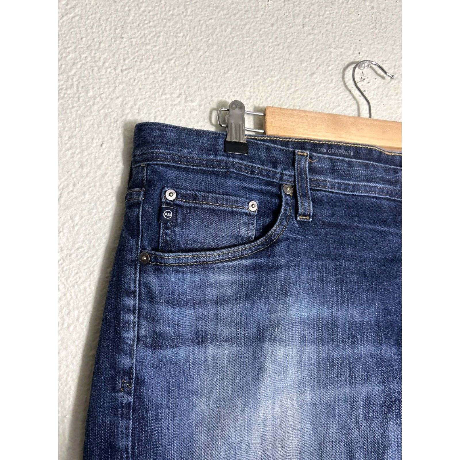 Vintage AG Adriano Goldschmied The Graduate Jeans Men Dark Wash 40x32 Straight Blue Size US 38 / EU 54 - 5 Thumbnail