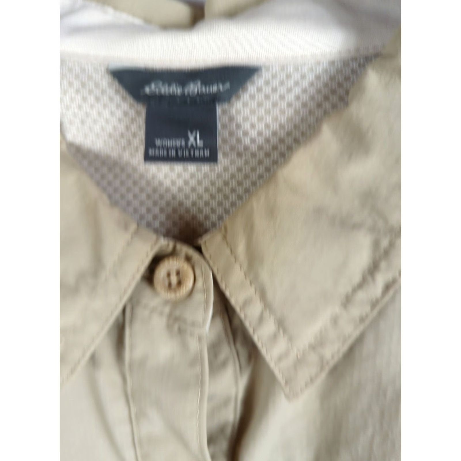 Eddie Bauer Eddie Bauer Women's Button-Down Shirt XL Beige Tab-Sleeve Venting Hiking Activity Casual Outdoor Size XL / US 12-14 / IT 48-50 - 3 Thumbnail