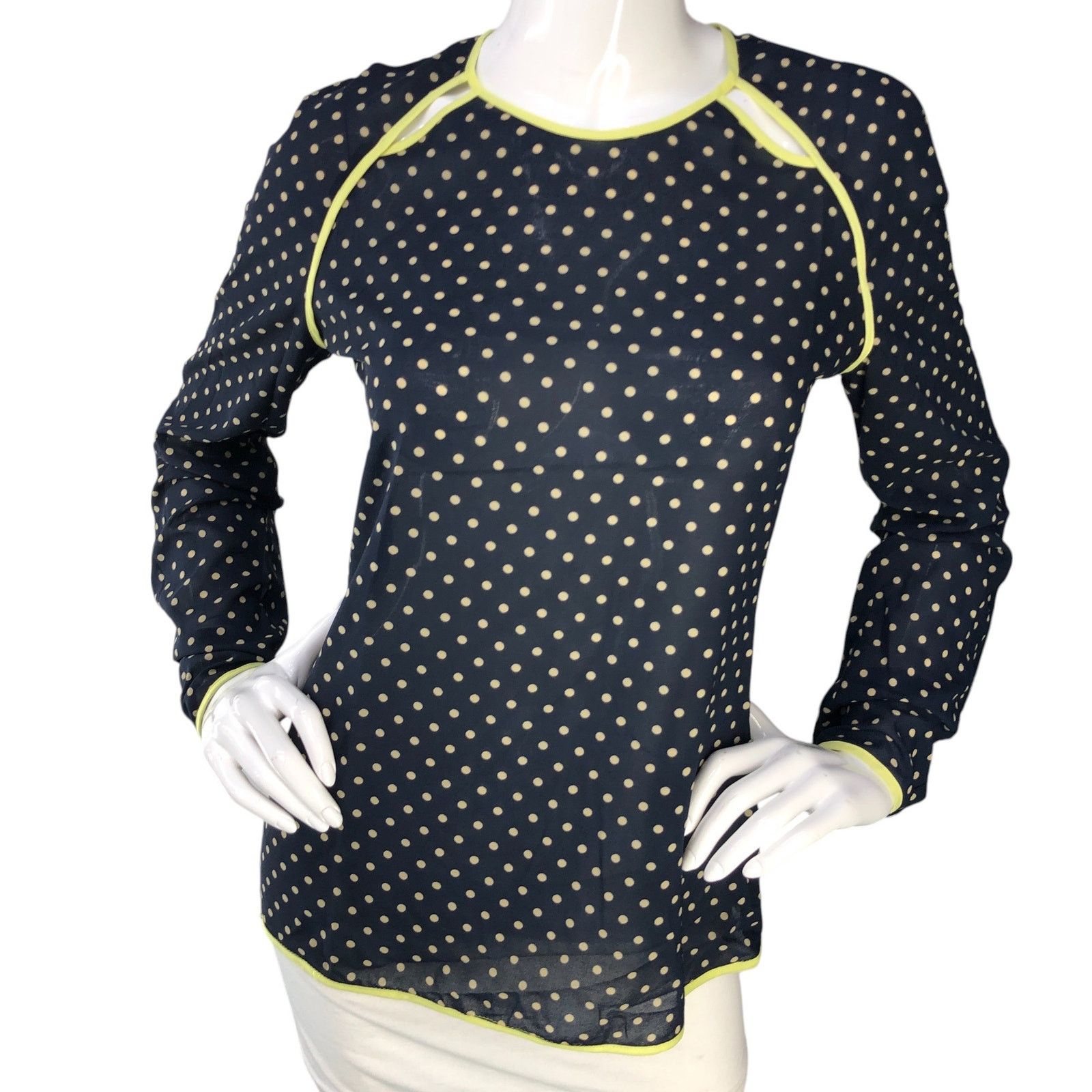 Adolfo Dominguez Adolfo Dominguez Size 38 US 6 Top Blouse Polka Dot Keyhole Size M / US 6-8 / IT 42-44 - 11 Thumbnail