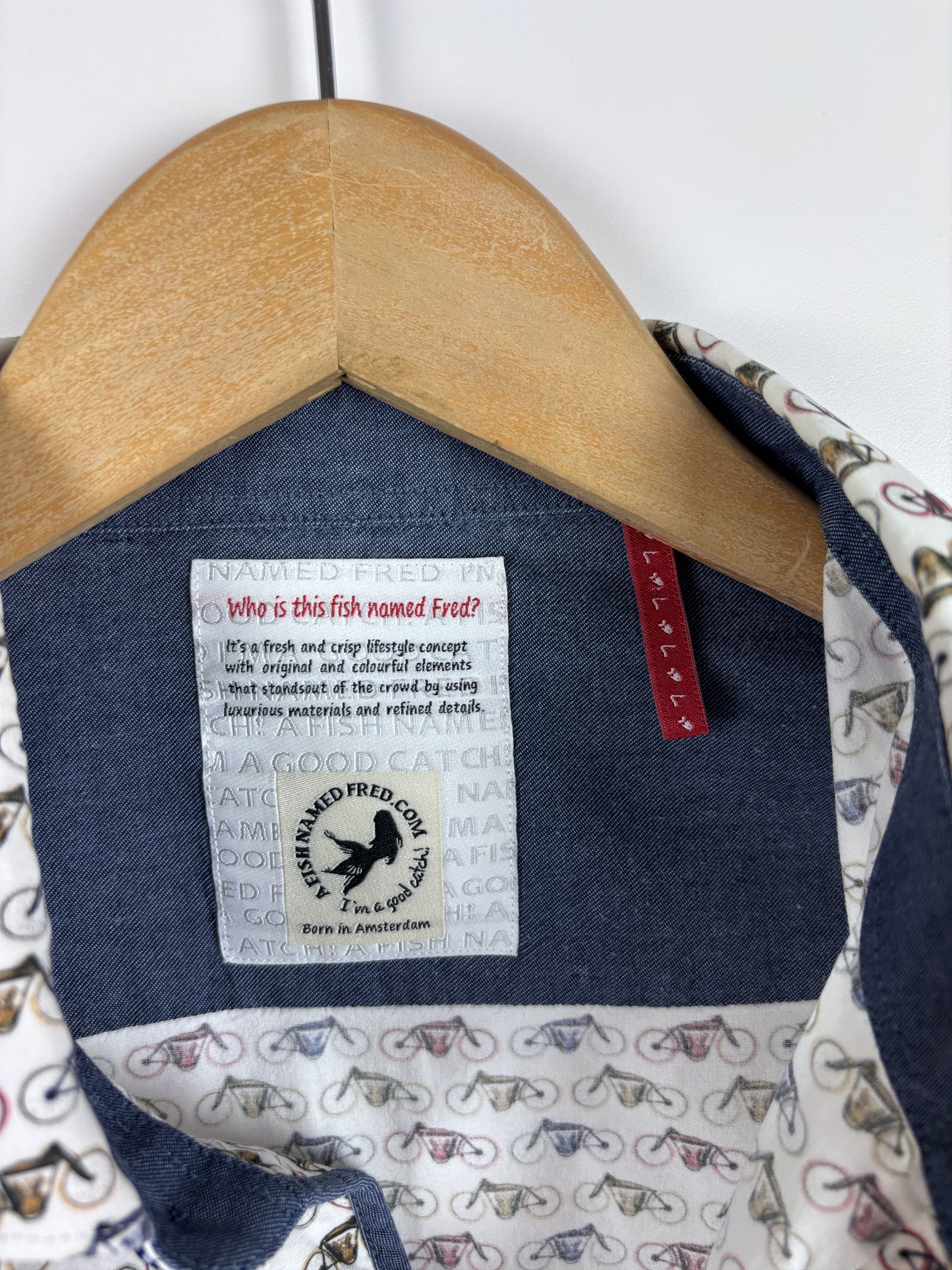 Other A Fish Named Fred Button Down Shirt Slim Bicycle Pattern L Size US L / EU 52-54 / 3 - 8 Thumbnail