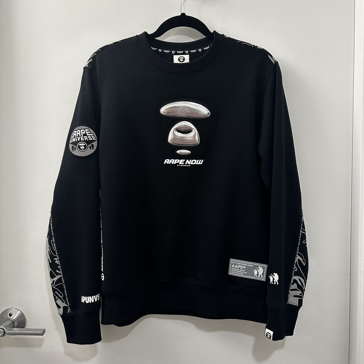 image of Aape Reflective Sweatshirt in Black, Men's (Size Medium)