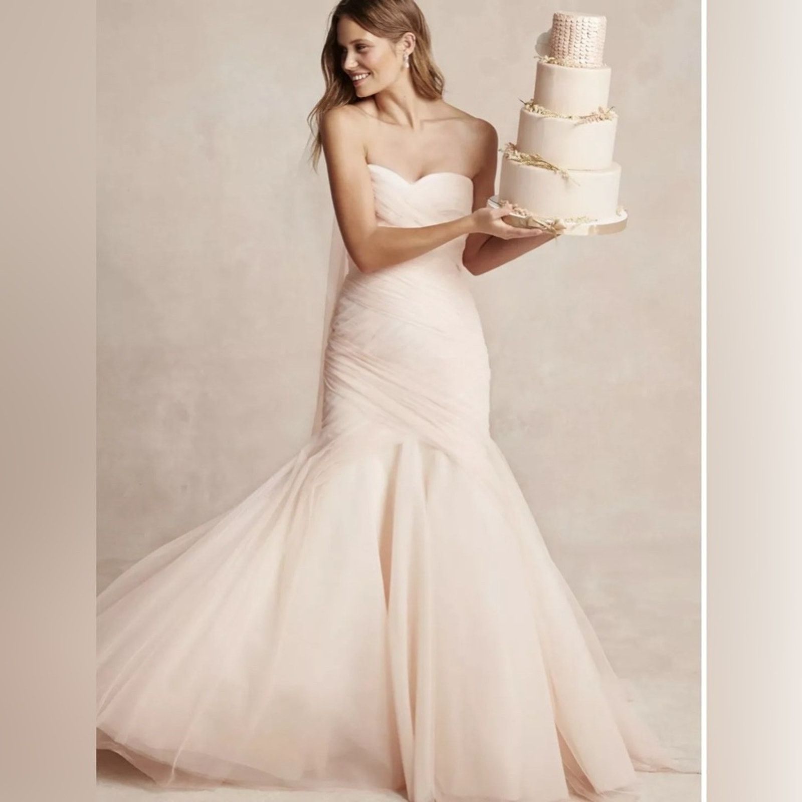 Monique Lhuillier Monique Lhuillier Tulle Mermaid Dress 4 Blush Pink Size S / US 4 / IT 40 - 1 Thumbnail
