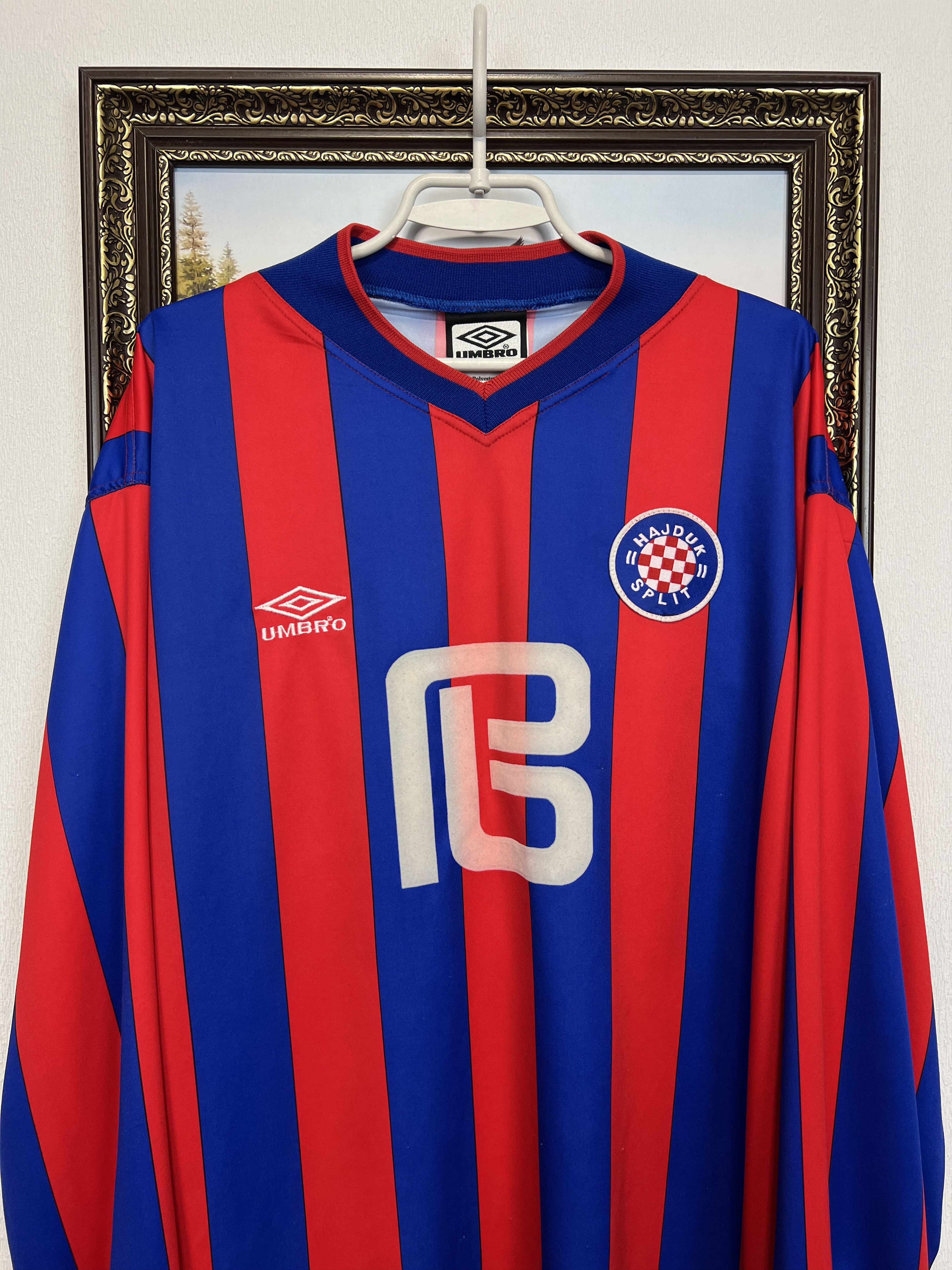 Umbro Hajduk Split football shirt Match Long Sleeve Spalj Jersey Size US XL / EU 56 / 4 - 2 Thumbnail