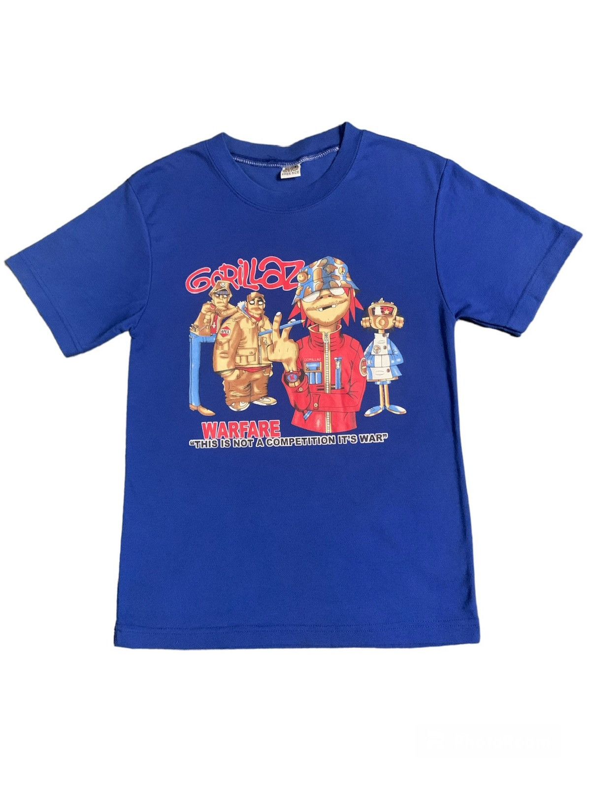 image of Band Tees x Vintage Gorillaz Warfare Bootleg Band T-Shirt in Blue, Men's (Size XS)