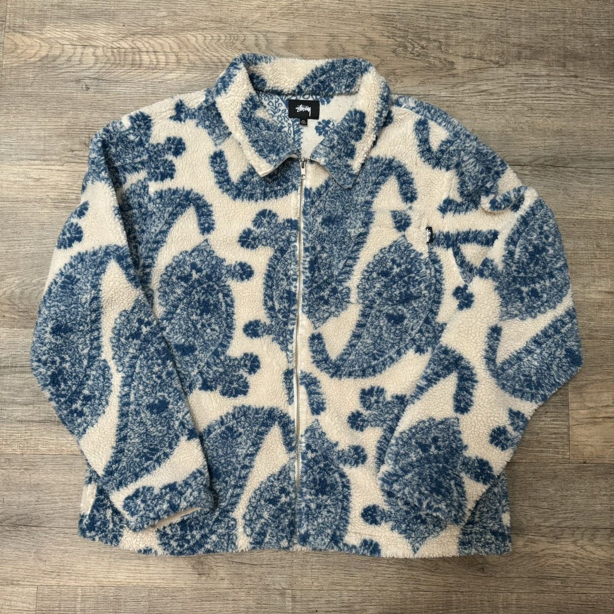 image of Stussy Big Paisley Full Zip Sherpa Jacket Xl, Men's