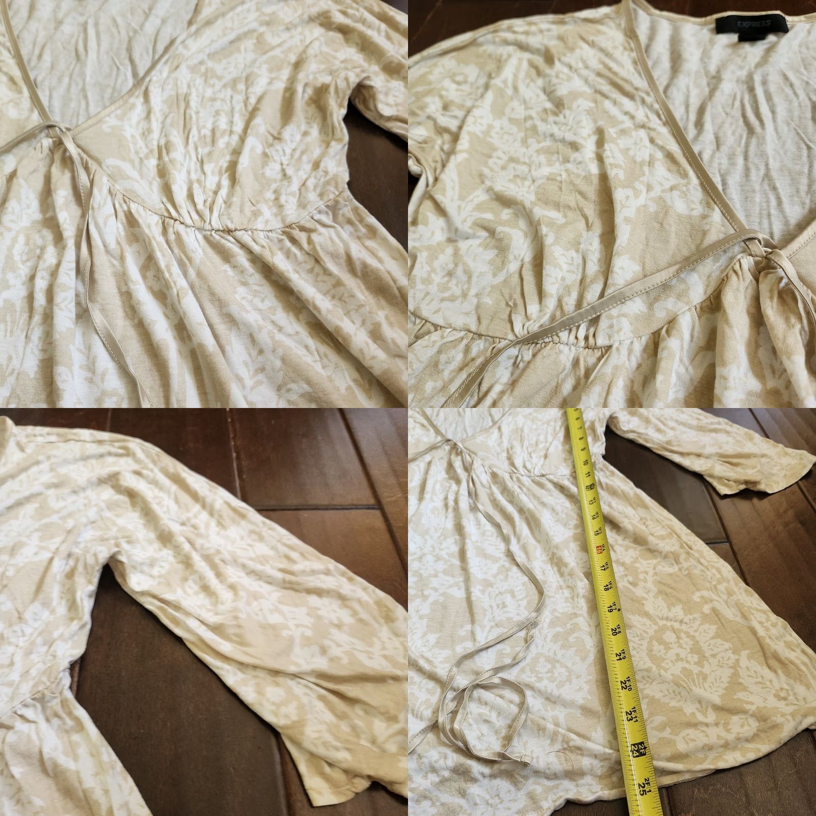 Express Express Blouse Womens L Beige Women Floral Sleeve Size Size L / US 10 / IT 46 - 8 Thumbnail
