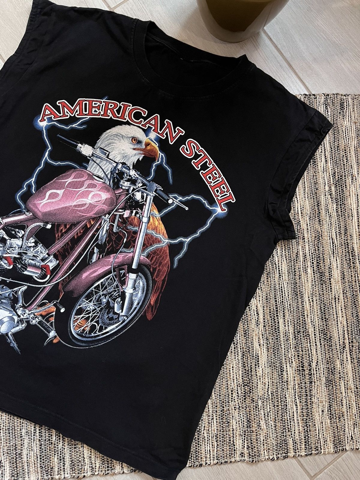 Harley Davidson × Vintage Vintage American Steel T shirt rock style short sleeves Size US L / EU 52-54 / 3 - 8 Thumbnail