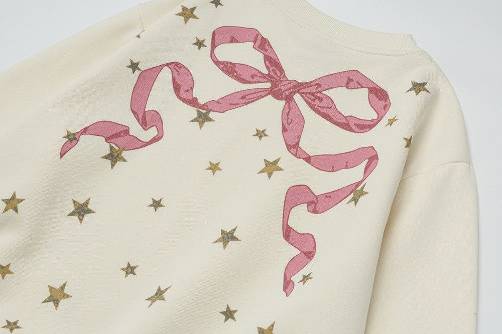 Vintage Street retro bow star print loose casual sweatshirt y2k Size US M / EU 48-50 / 2 - 3 Thumbnail
