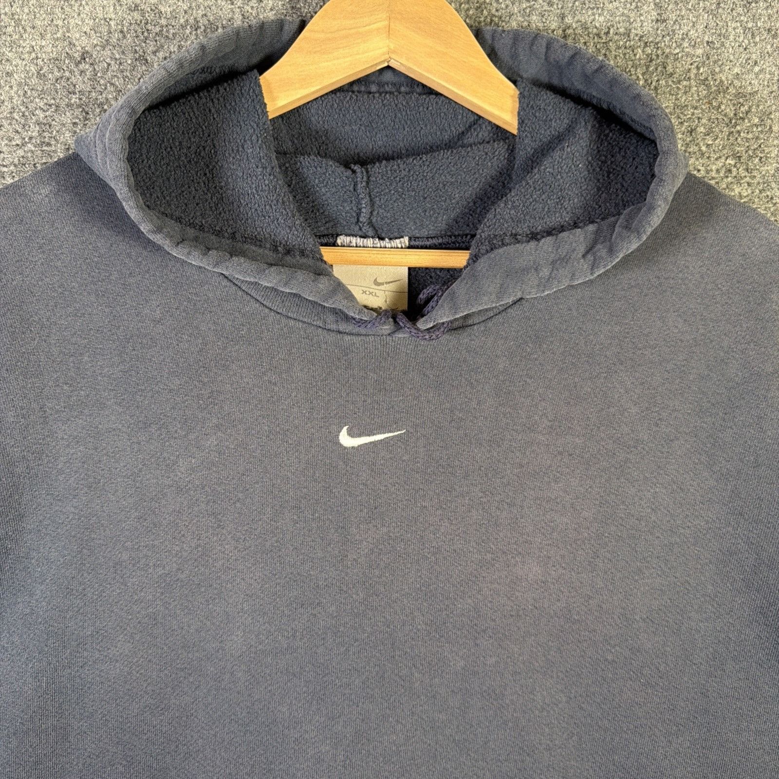 Nike Vintage Nike Hoodie Mens 2XL Navy 90s Baggy Center Swoosh Size US XXL / EU 58 / 5 - 2 Thumbnail