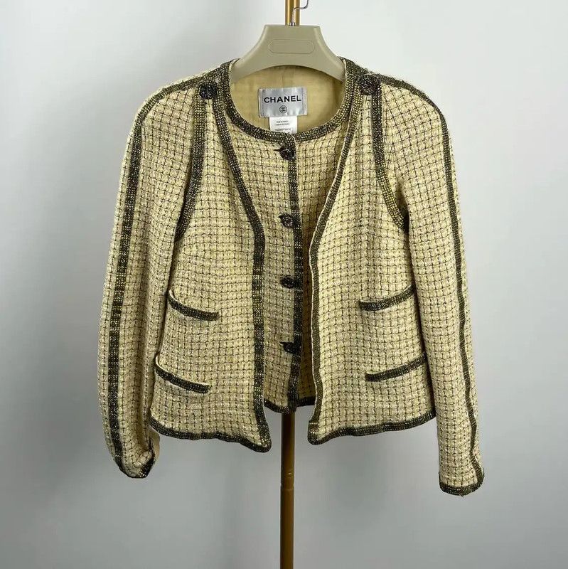 Chanel Chanel Gold Cotton Women's Jacket 0089 Size M / US 6-8 / IT 42-44 - 1 Thumbnail