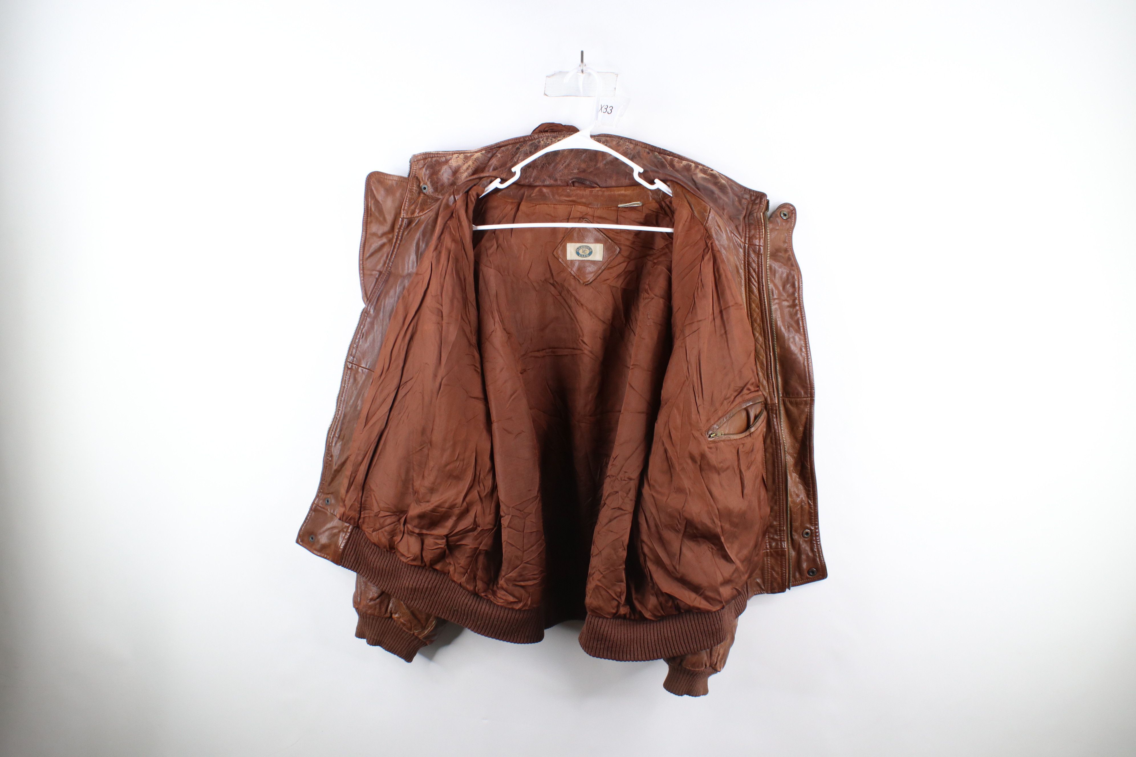 Vintage Vintage 90s Streetwear Hooded Leather Bomber Jacket Brown Size US XL / EU 56 / 4 - 9 Thumbnail