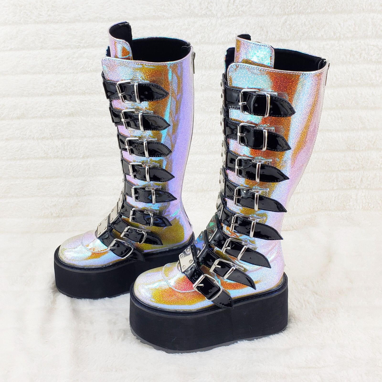 Demonia Cult DEMONIA Damned 318 Multi Strap 3.5" Platform Cyber Punk Knee Size US 6 / IT 36 - 2 Thumbnail