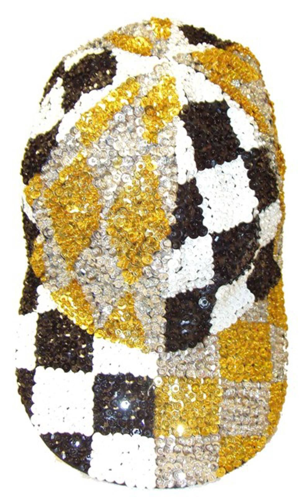 Designer Sequin Baseball Cap Checks & Diamonds Size ONE SIZE - 1 Preview