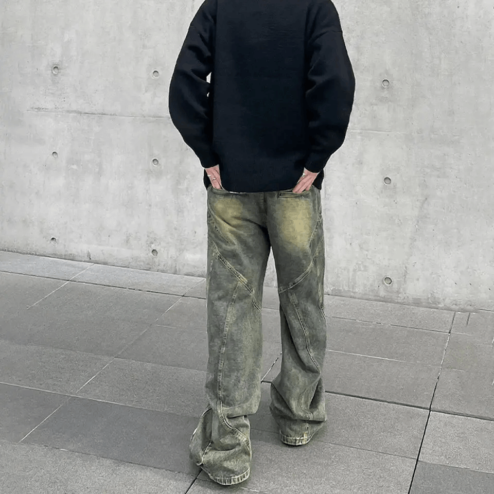 Designer × Japanese Brand × Jean Baggy Flared Leg Striped Rusty Jeans Size US 28 / EU 44 - 4 Thumbnail